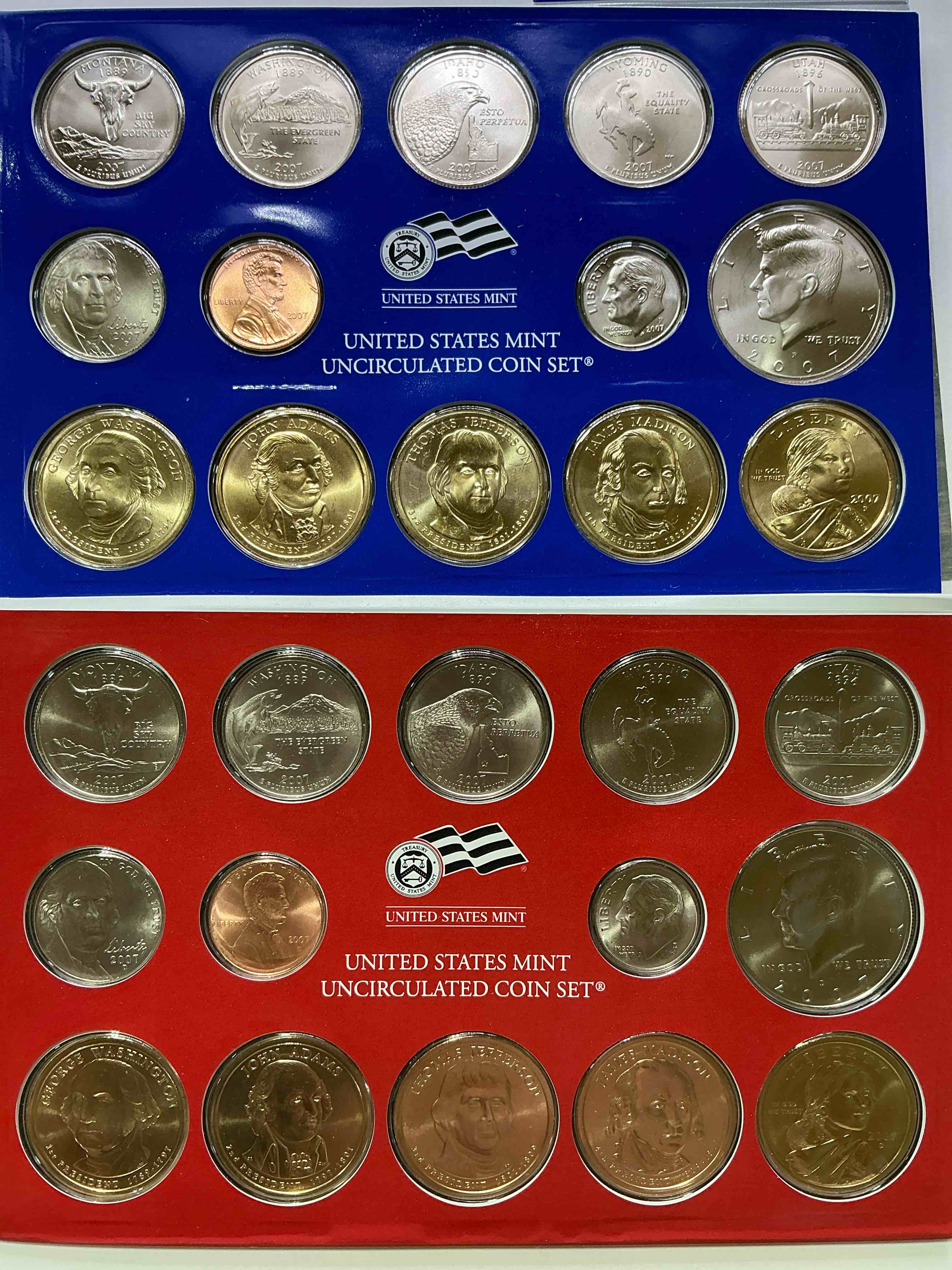 28 coin craziness! denver & philly mints! 2007 uncirculated mint set coins! includes half dollars, president dollar coins, dimes, nickels, pennies & quarters! cool coin collectible! 