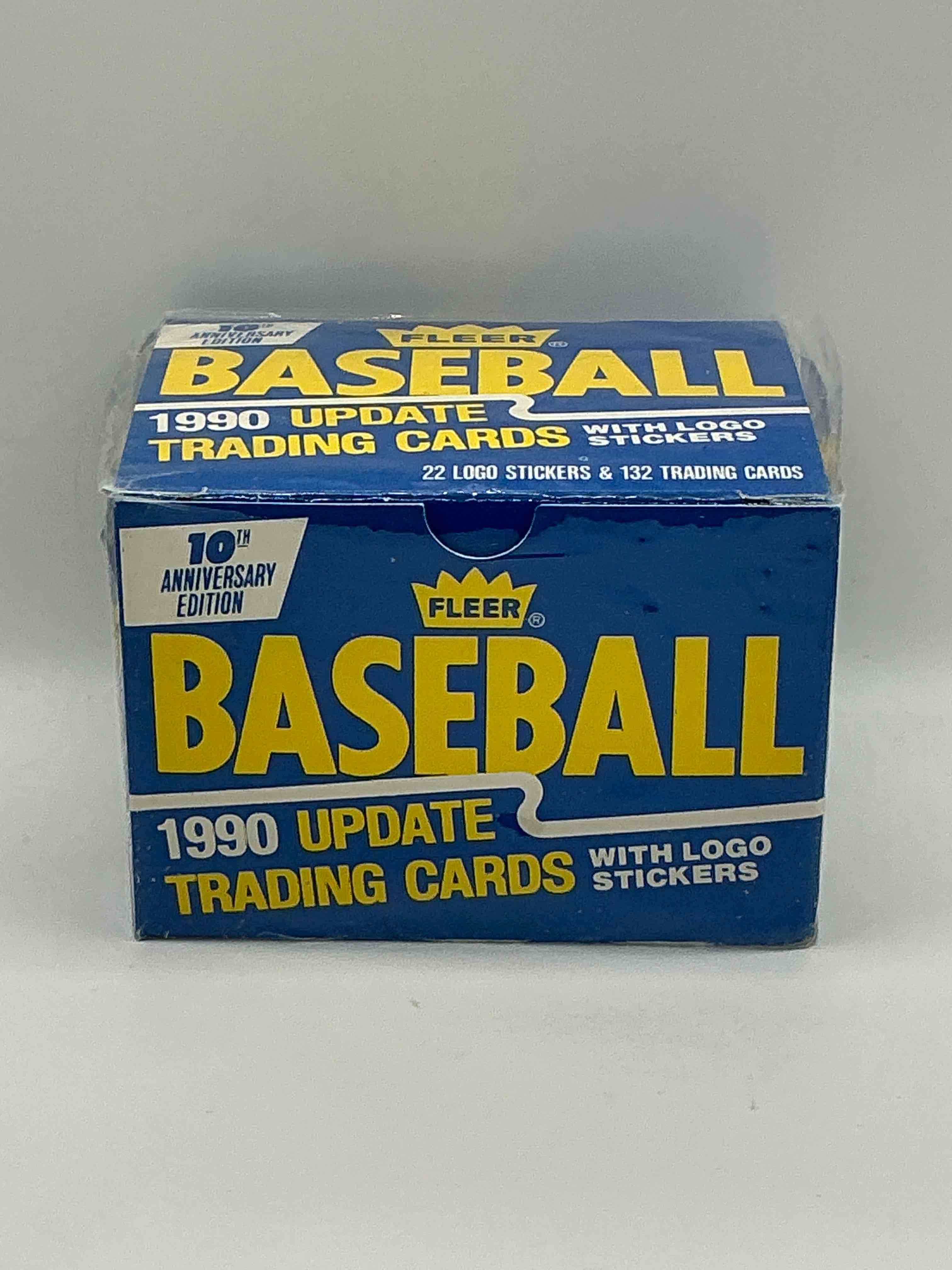 1990 update trading cards! 132 cards! fleer baseball unopened sports card original box! search for valuable collectible ken griffey jr cards! logo & sticker cards included! 10th anniversary edition! 