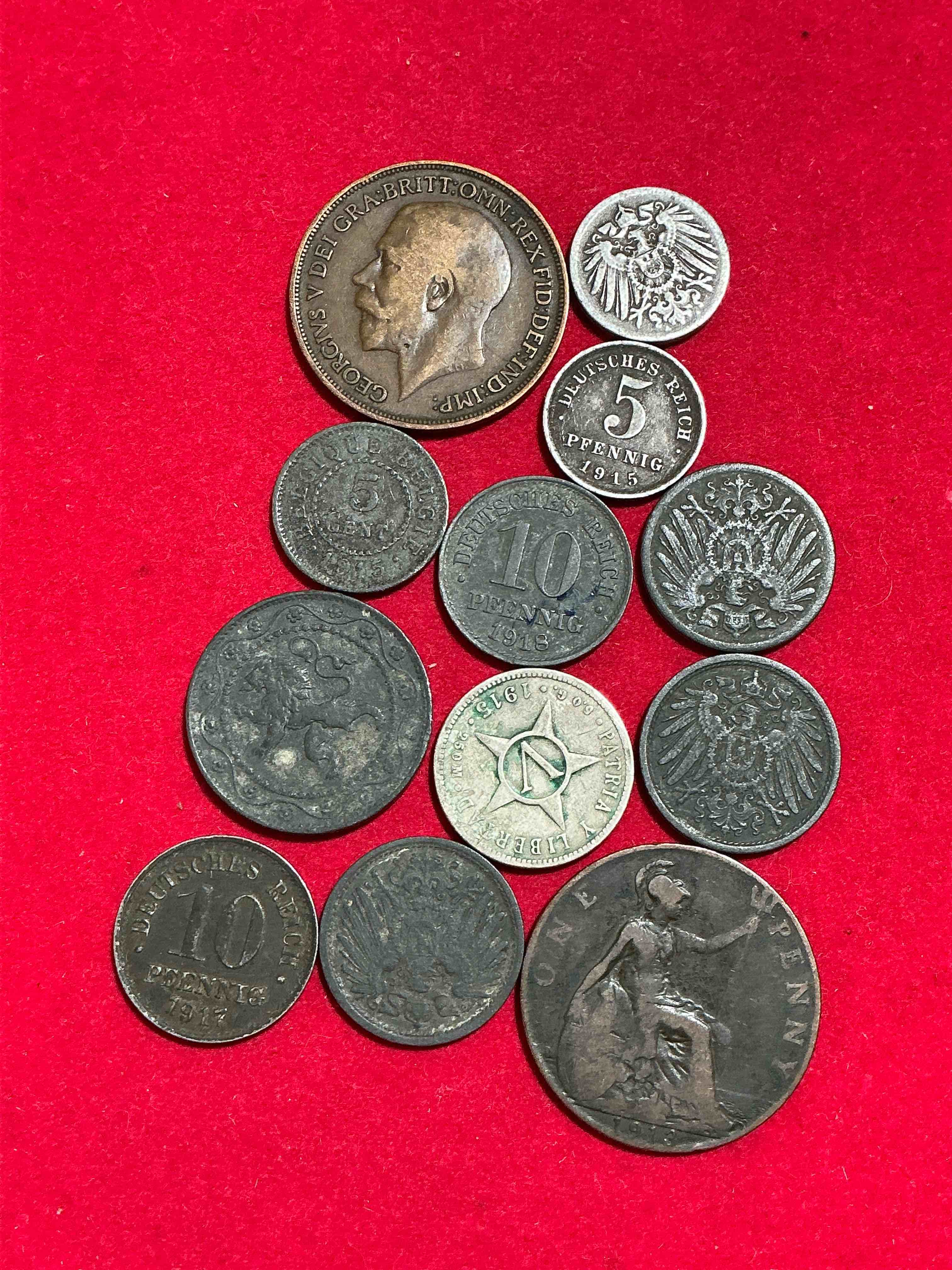 world war one coin collection, rare! wwi buffs rejoice! unique collection of ww1 era coins (1914-1918) from around the world, to include many of the main countries in the world war one theater of war. these coins are exceptional, very old, & seriously hard to collect! a great way to start or add to a coin collection of this era. own some very rare pieces of history with historical significance!
