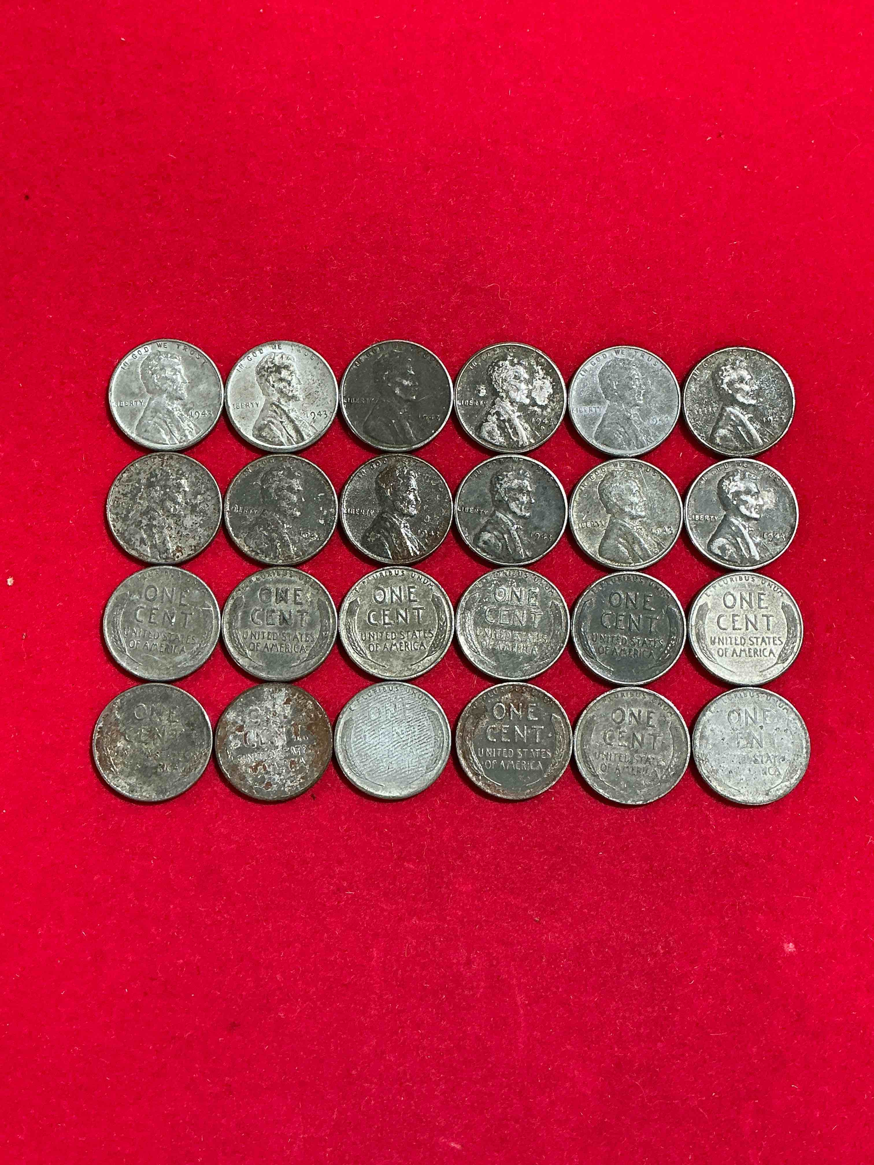 Condition photo showing Good Condition for 1943 World War Il History! Did You Know That In 1943 Copper Was So Valuable For Making Ammunition That The U.S. Treasury Made Pennies Out Of Steel?! 1943 STEEL Pennies Have Become Valuable, Rare Collector Items! Up For Auction Are Rare WWII Steel Pennies Appearing Circulated. Own Pieces Of World War II History That Are An Awesome Investment!