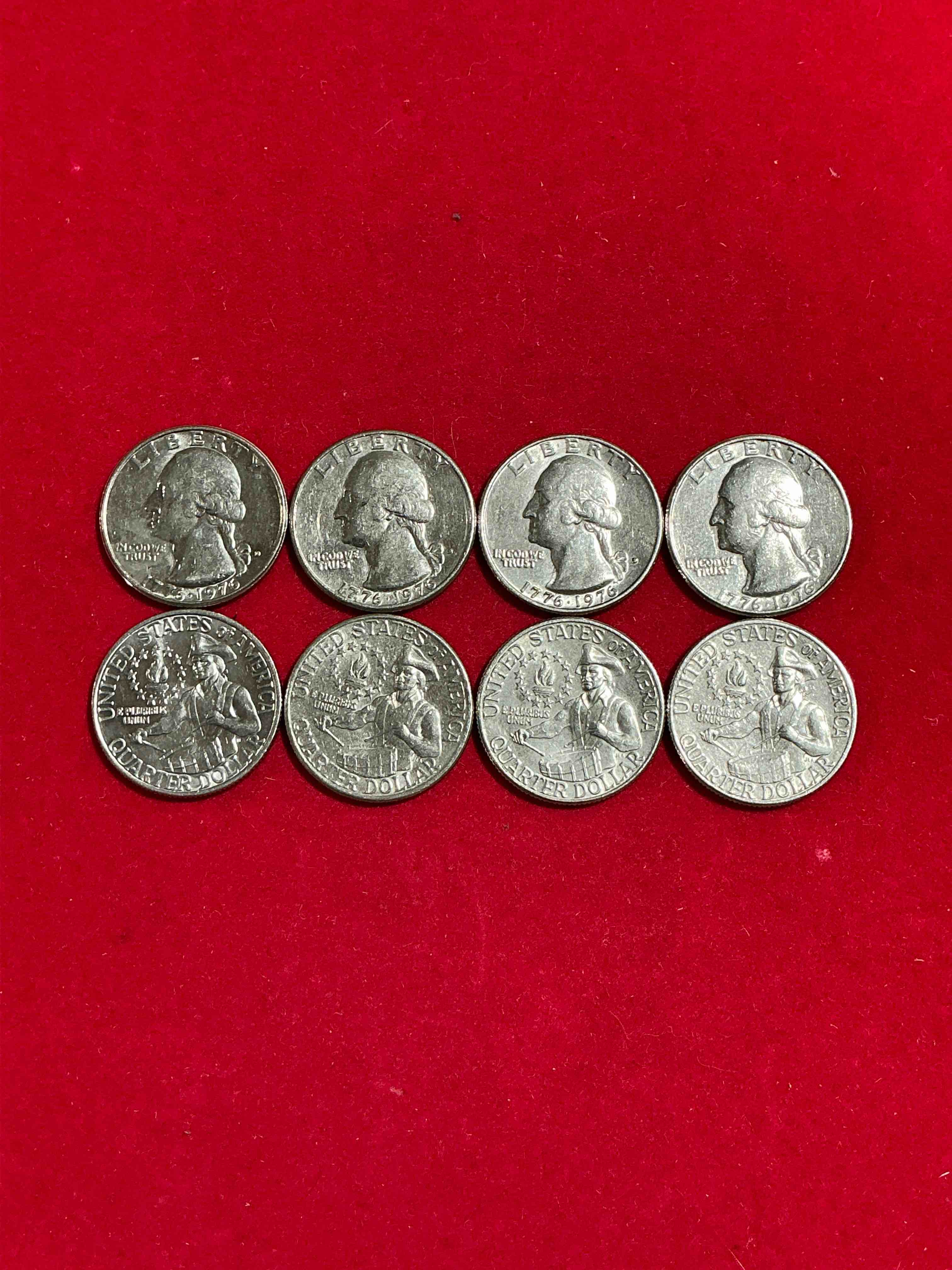 Condition photo showing Good Condition for 1976 Bicentennial Bliss! Quarters! In 1976 The U.S. Mint Produced Coins Celebrating The 200 Year Anniversary Of America. Up For Auction Are Awesome Examples Of Bicentennial Quarters Produced For This... The Infamous 200 Year Anniversary Edition! Highly Desirable For Collectors! Own Pieces Of History & Get Ready For America's 250 Year Anniversary Coming Soon!