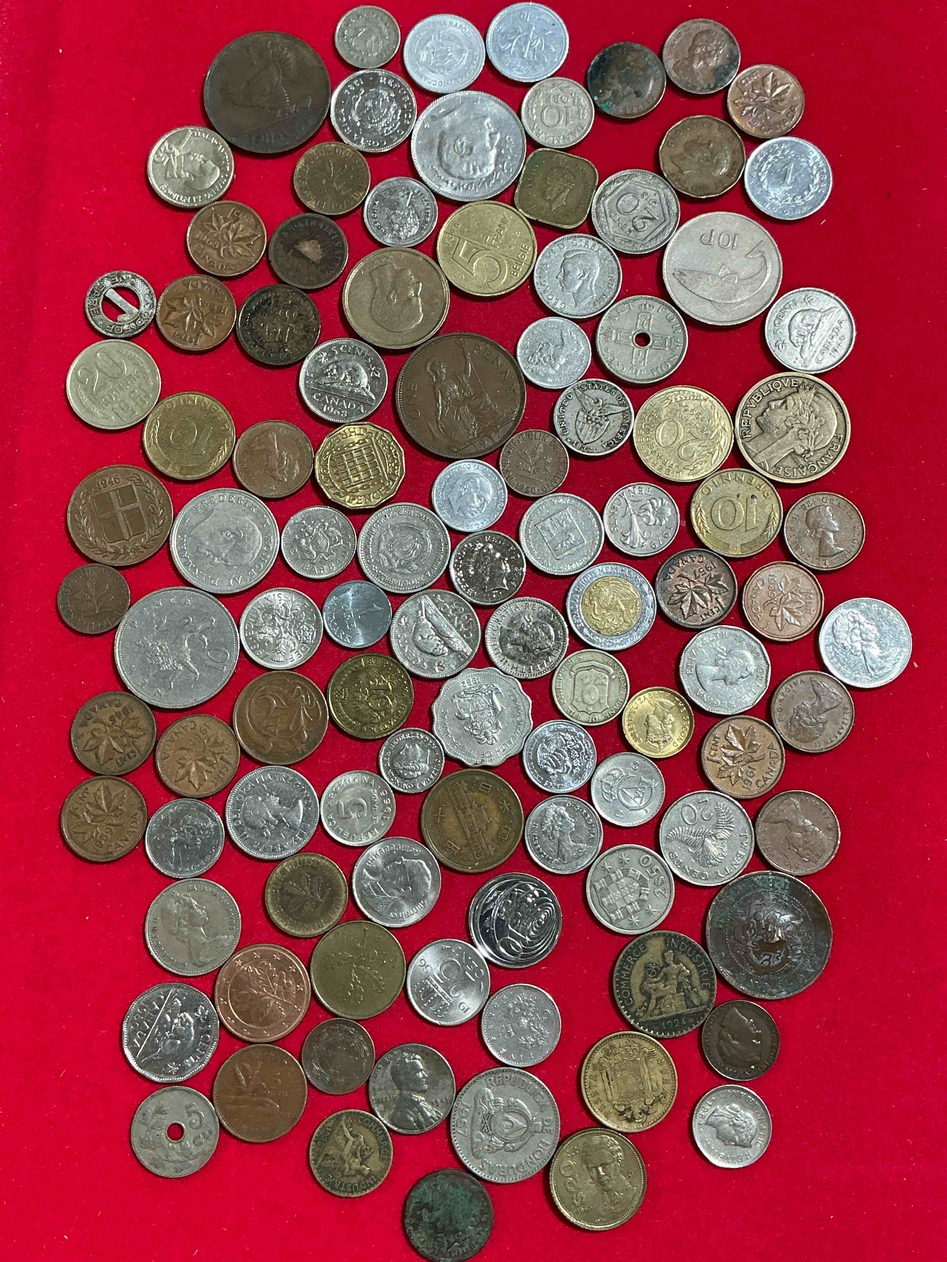 Condition photo showing Good Condition for World Coins, Antique & Vintage! Each Lot Is Unique! Many Different Years, Countries, Sizes & Exotic Places. This Cool Collection Of Antique Coins From Around The World Is Loads Of Fun! Have Fun Identifying Each Coin & Country As A Great Educational Tool! A Great Investment Too!