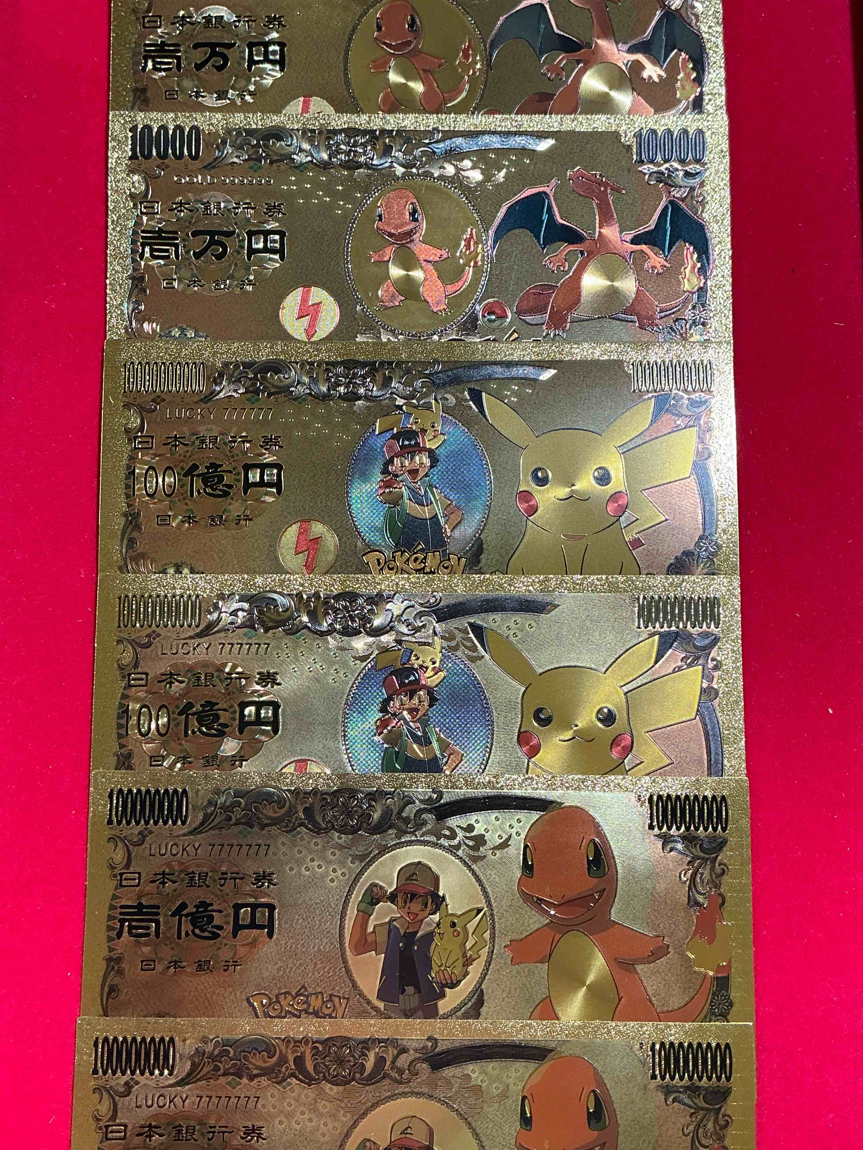 Pokémon Novelty Gold In Color Dollars! Ultra Cool Novelty 10,000 Pokémon Bill With Characters & Cool Designs! Rare & Hard To Get! 
