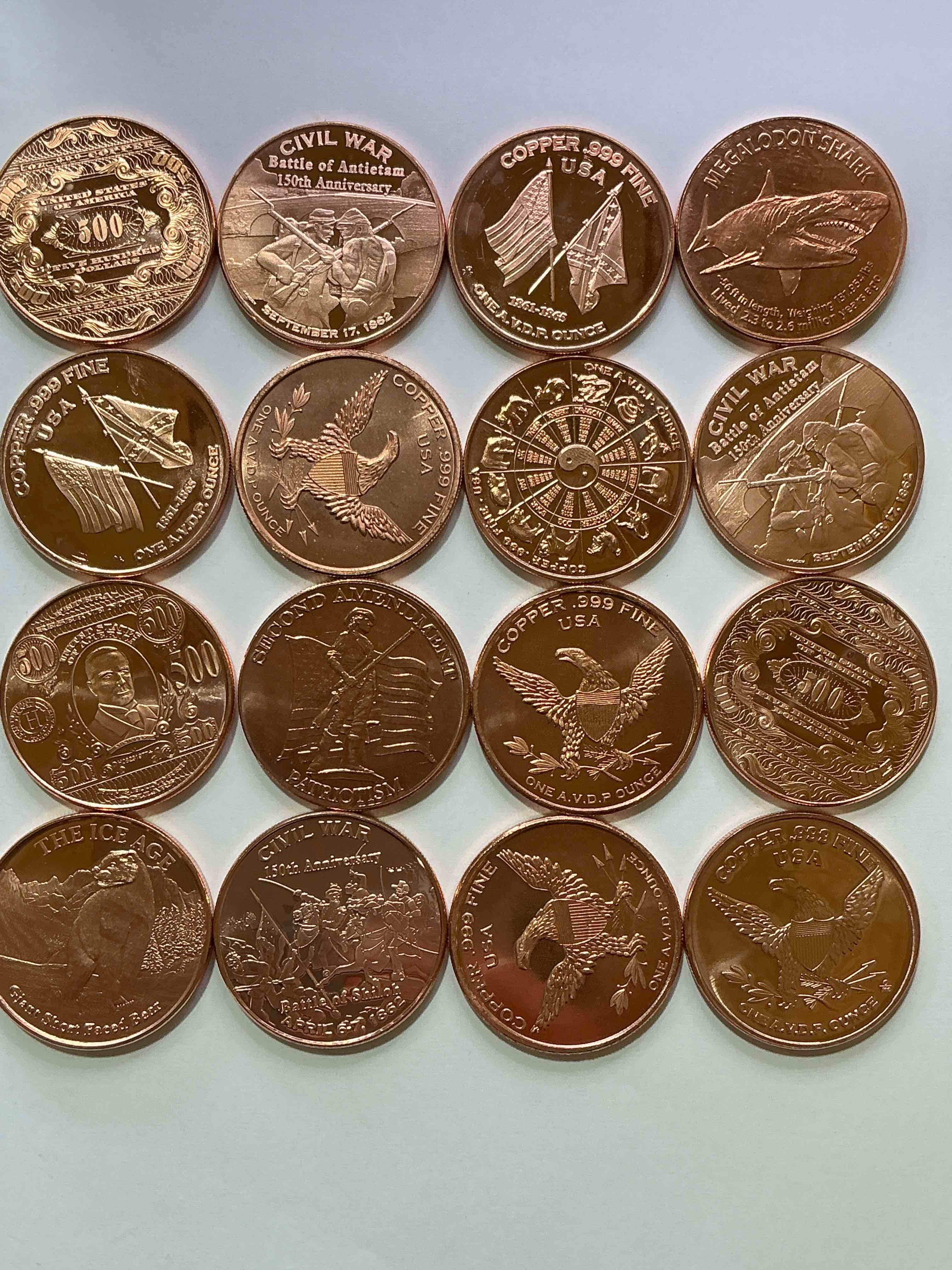 Condition photo showing New/Like New for Copper Craziness! 1oz Copper Commemorative Coins! All Different Cool & Rare Designs! Awesome American Pure Copper!