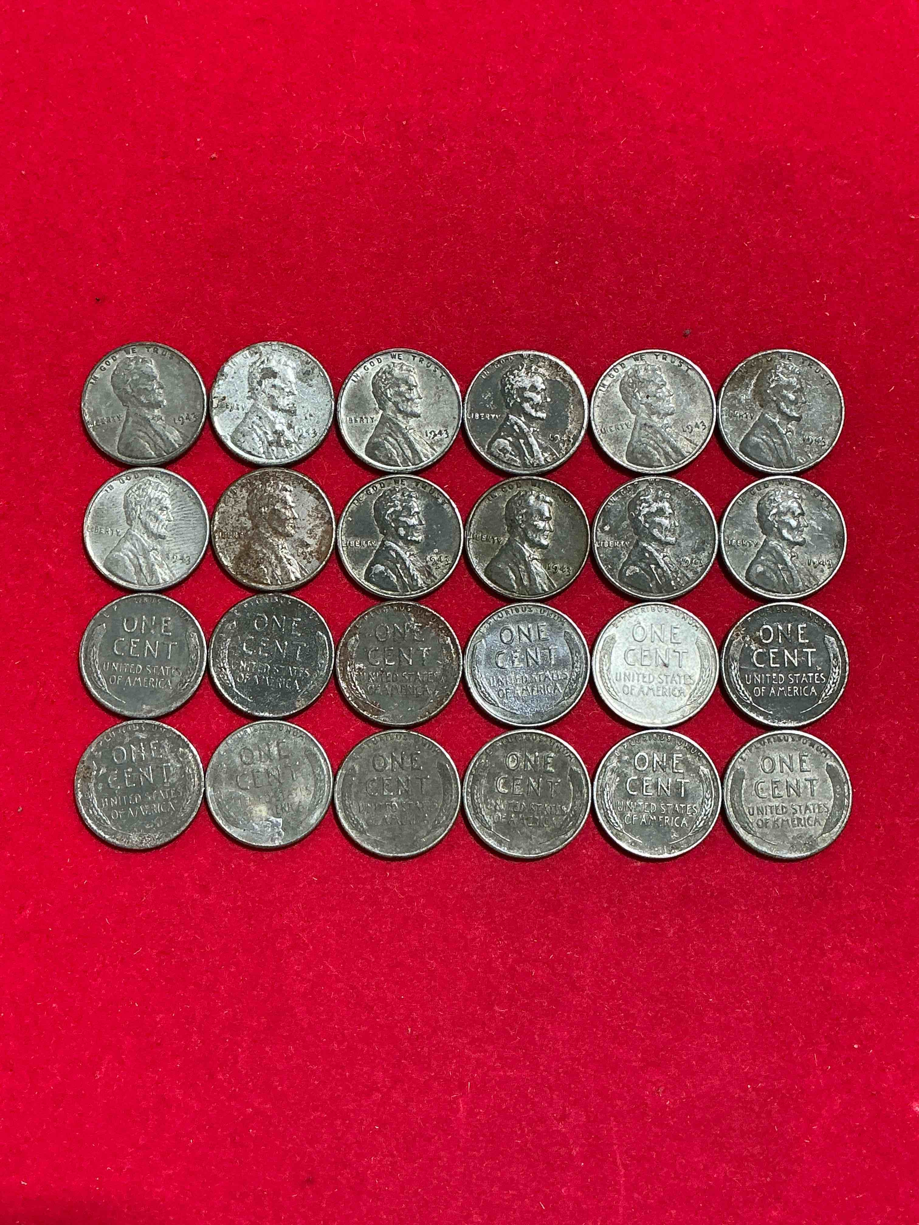 Condition photo showing Good Condition for 1943 World War Il History! Did You Know That In 1943 Copper Was So Valuable For Making Ammunition That The U.S. Treasury Made Pennies Out Of Steel?! 1943 STEEL Pennies Have Become Valuable, Rare Collector Items! Up For Auction Are Rare WWII Steel Pennies Appearing Circulated. Own Pieces Of World War II History That Are An Awesome Investment!