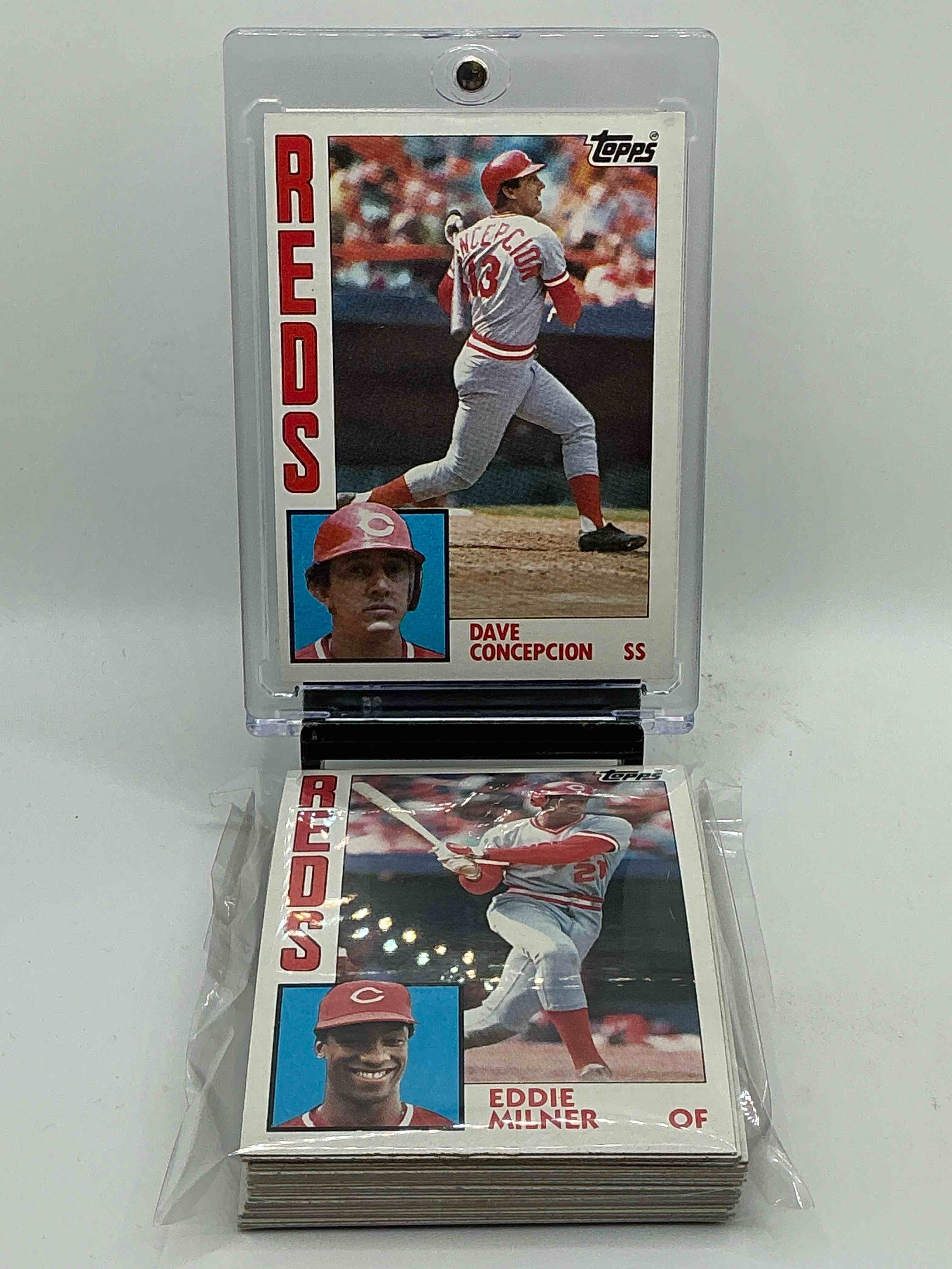 1984 reds topps team set! 27 card reds set! dave concepcion, cesar cedeno, ron oester & more! reds fans rejoice!