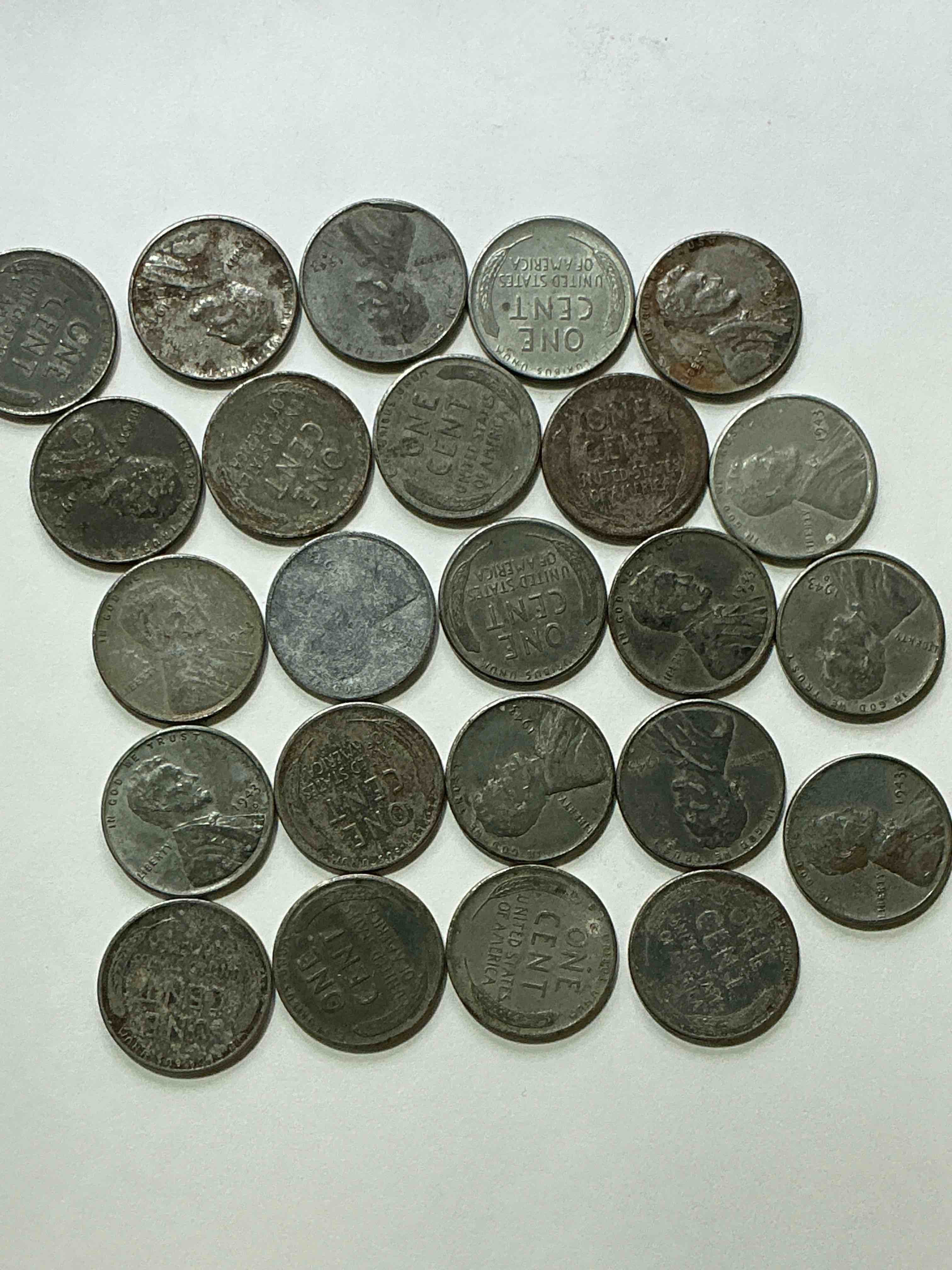 Condition photo showing Good Condition for 1943 World War Il History! Did You Know That In 1943 Copper Was So Valuable For Making Ammunition That The U.S. Treasury Made Pennies Out Of Steel?! 1943 STEEL Pennies Have Become Valuable, Rare Collector Items! Up For Auction Are Rare WWII Steel Pennies Appearing Circulated. Own Pieces Of World War II History That Are An Awesome Investment!
