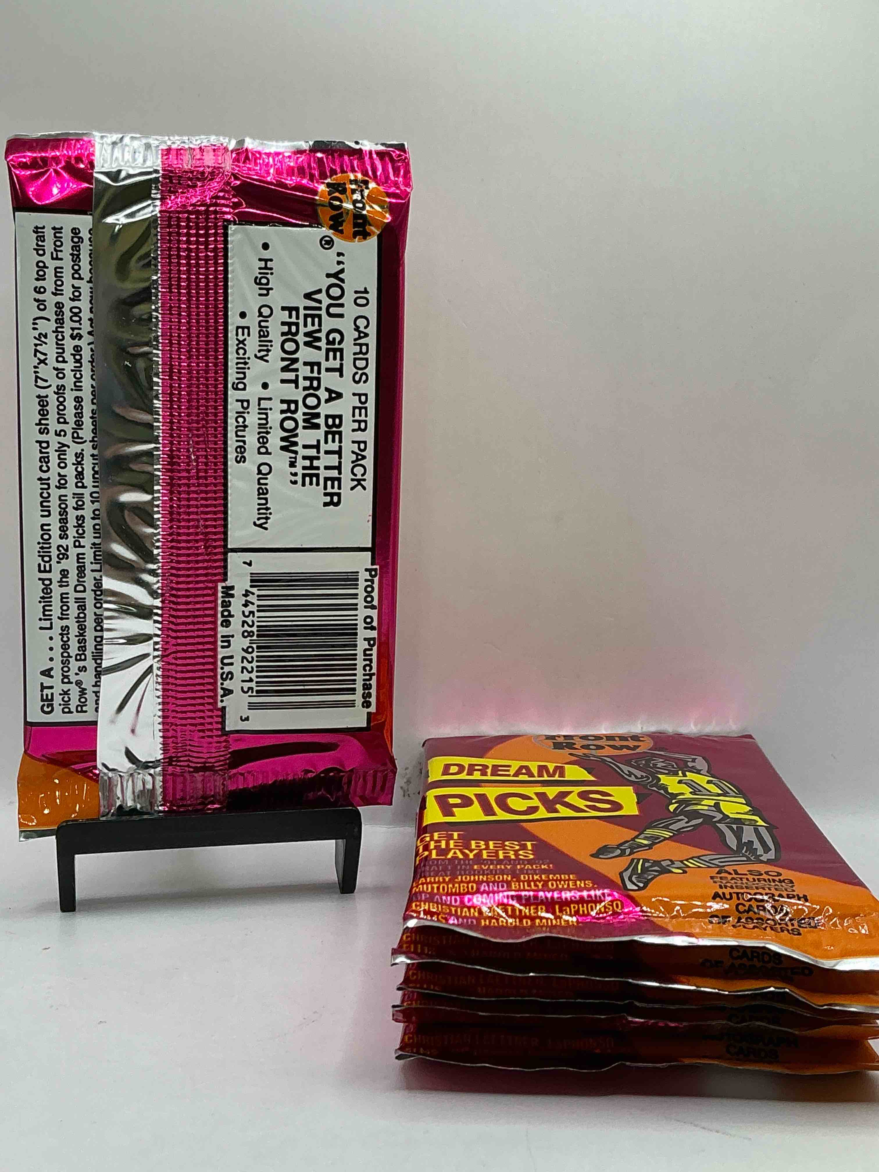 Condition photo showing New/Like New for 1991 Throwback Rarity! Here's Something You've Probably NEVER Seen! 1991 Front Row College Basketball / NBA Unopened Sealed Packs, Direct From Sealed Original Retail Case! Includes Randomly Inserted Rare Autograph Cards! Front Row Was The “Original" College Jersey Card Packs Back In The Day & Has Long Been Defunct. These Cards Are Becoming Serious Collector Items Due To Their Scarcity. These Things Are Serious Rare! Own Some Great Sports Card History & Something You'll Rarely See Again!