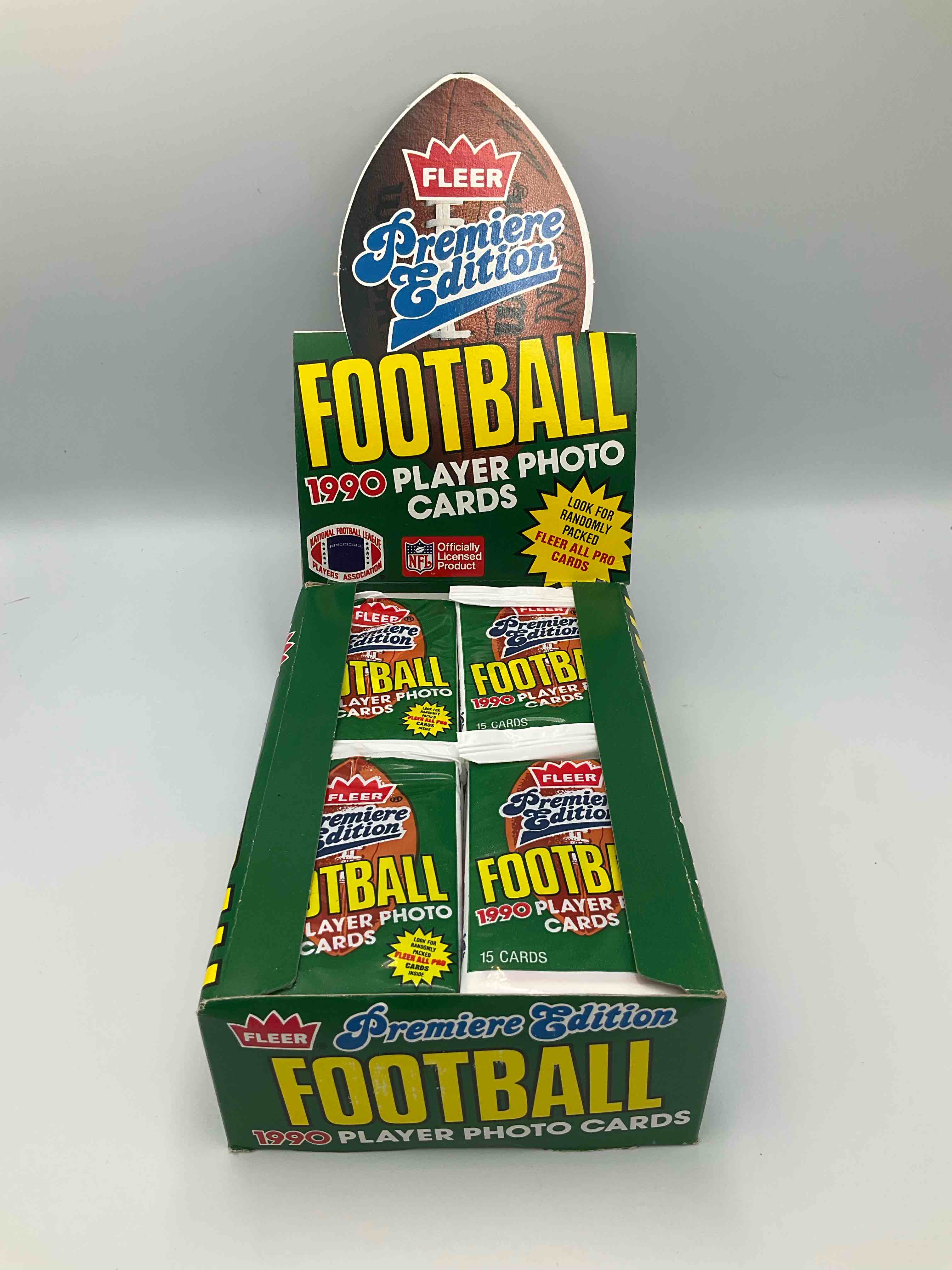 Condition photo showing New/Like New for Awesome Premiere Edition Sports Cards! Emmitt Smith Rookie Year! 1990 Fleer Premiere Edition Unopened Packs Direct From Original Box! Search For Emmitt Smith Rookies!