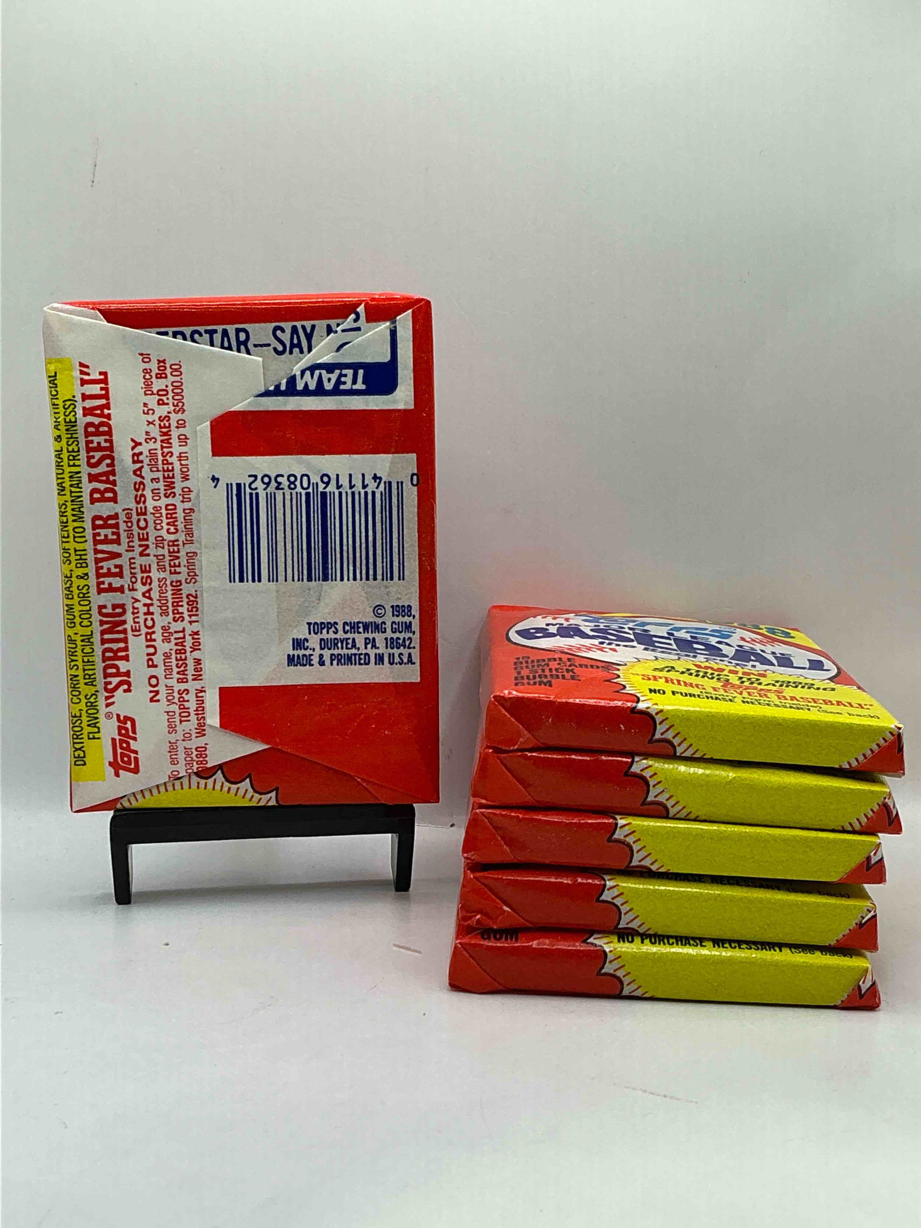 Condition photo showing New/Like New for 80's Baseball Fan's Rejoice! 1988 Topps Baseball Unopened Wax Packs Full Of Collectible Trading Cards! Search For Valuable Don Mattingly "World Of Baseball" & Nolan Ryan Cards Worth Hundreds In Perfect Condition!