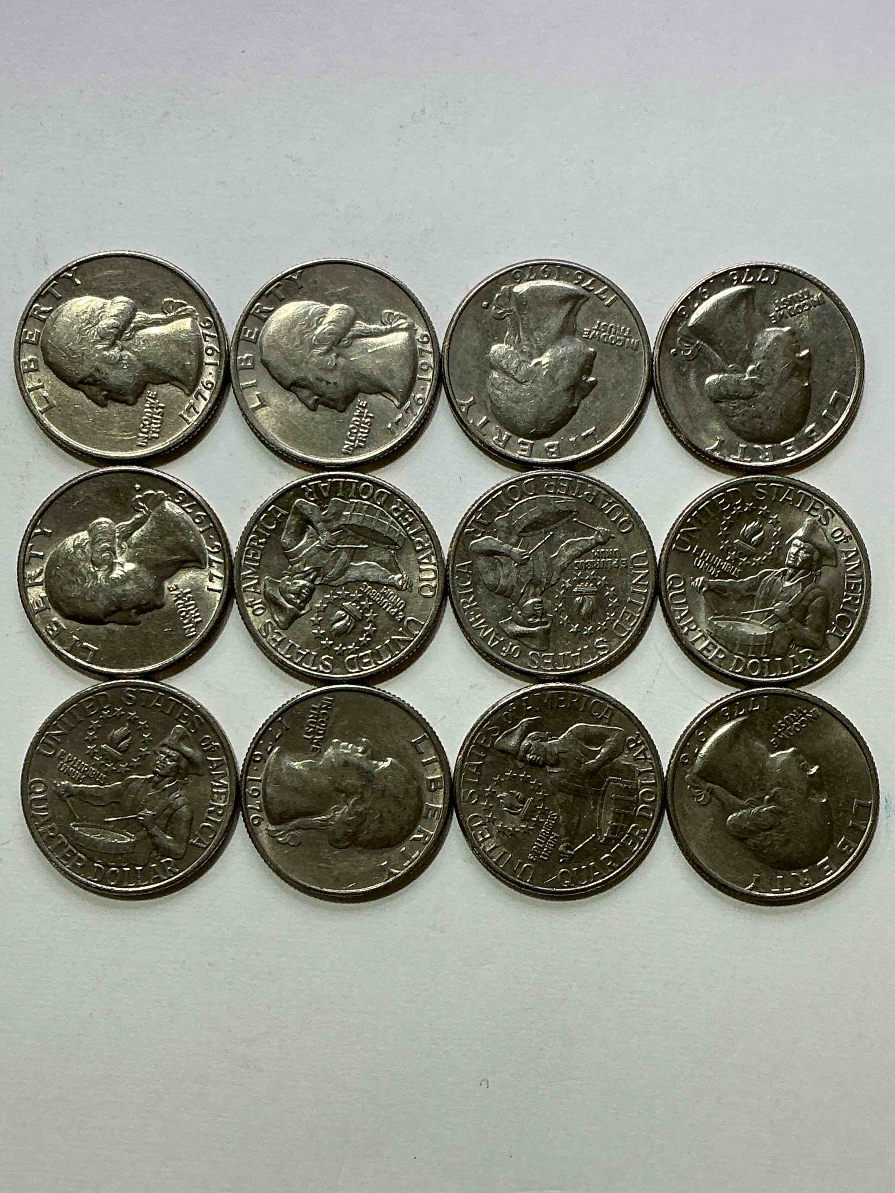 Condition photo showing Good Condition for 1976 Bicentennial Bliss! Quarters! In 1976 The U.S. Mint Produced Coins Celebrating The 200 Year Anniversary Of America. Up For Auction Are Awesome Examples Of Bicentennial Quarters Produced For This... The Infamous 200 Year Anniversary Edition! Highly Desirable For Collectors! Own Pieces Of History & Get Ready For America's 250 Year Anniversary Coming Soon!