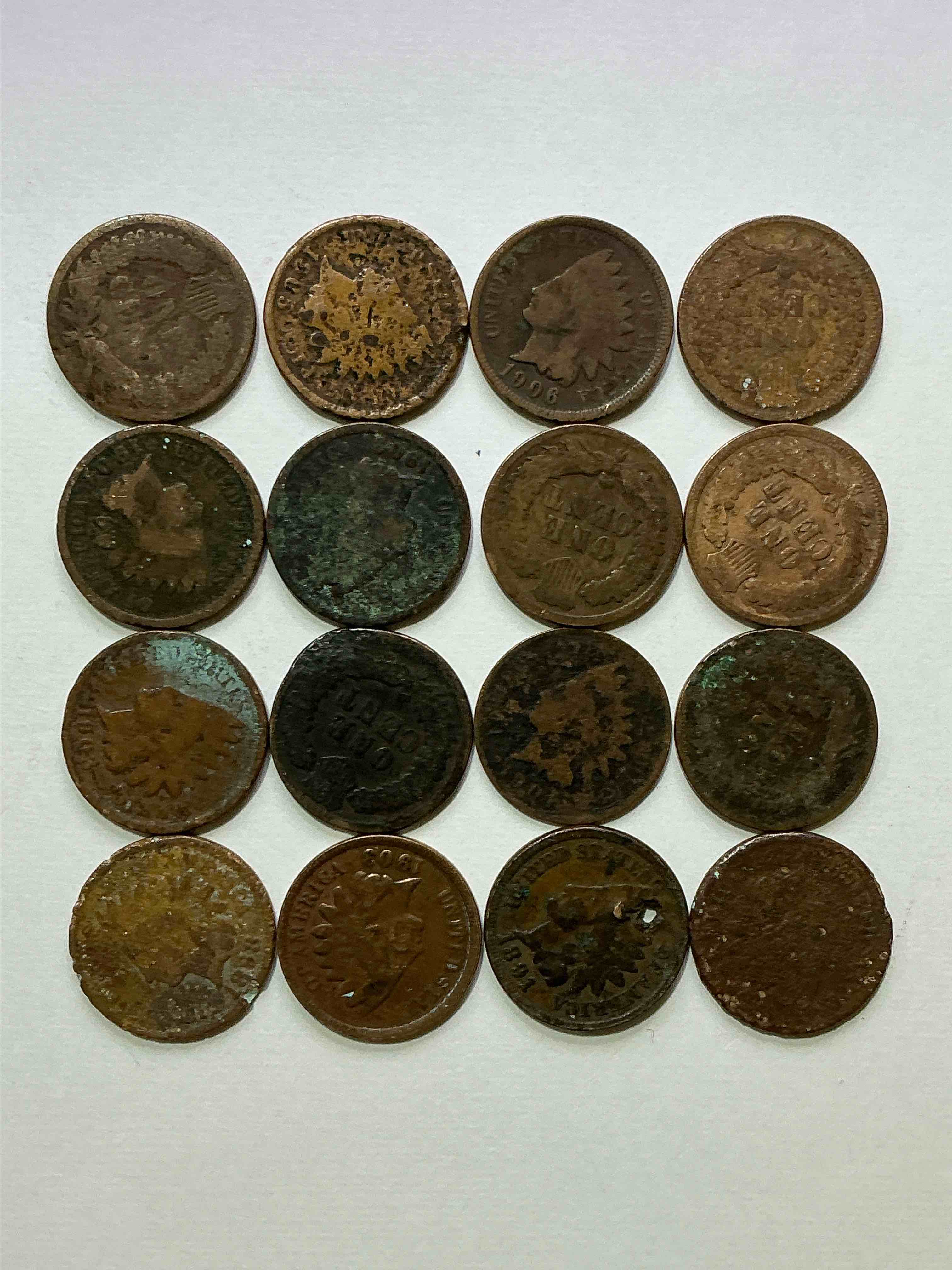 Condition photo showing Good Condition for Indian Head Pennies! These Gorgeous U.S. Pennies Were Minted From 1859-1909 & Have Become Serious Collector Items! The "Indian Head" Design Is Actually A Representation Of Lady Liberty Wearing An Indian Headdress. Here Are Beautiful, Well-Kept Examples Representing Many Different Mint Years! Great For Collecting, Investing & Learning History, & Rare With Visible Dates!
