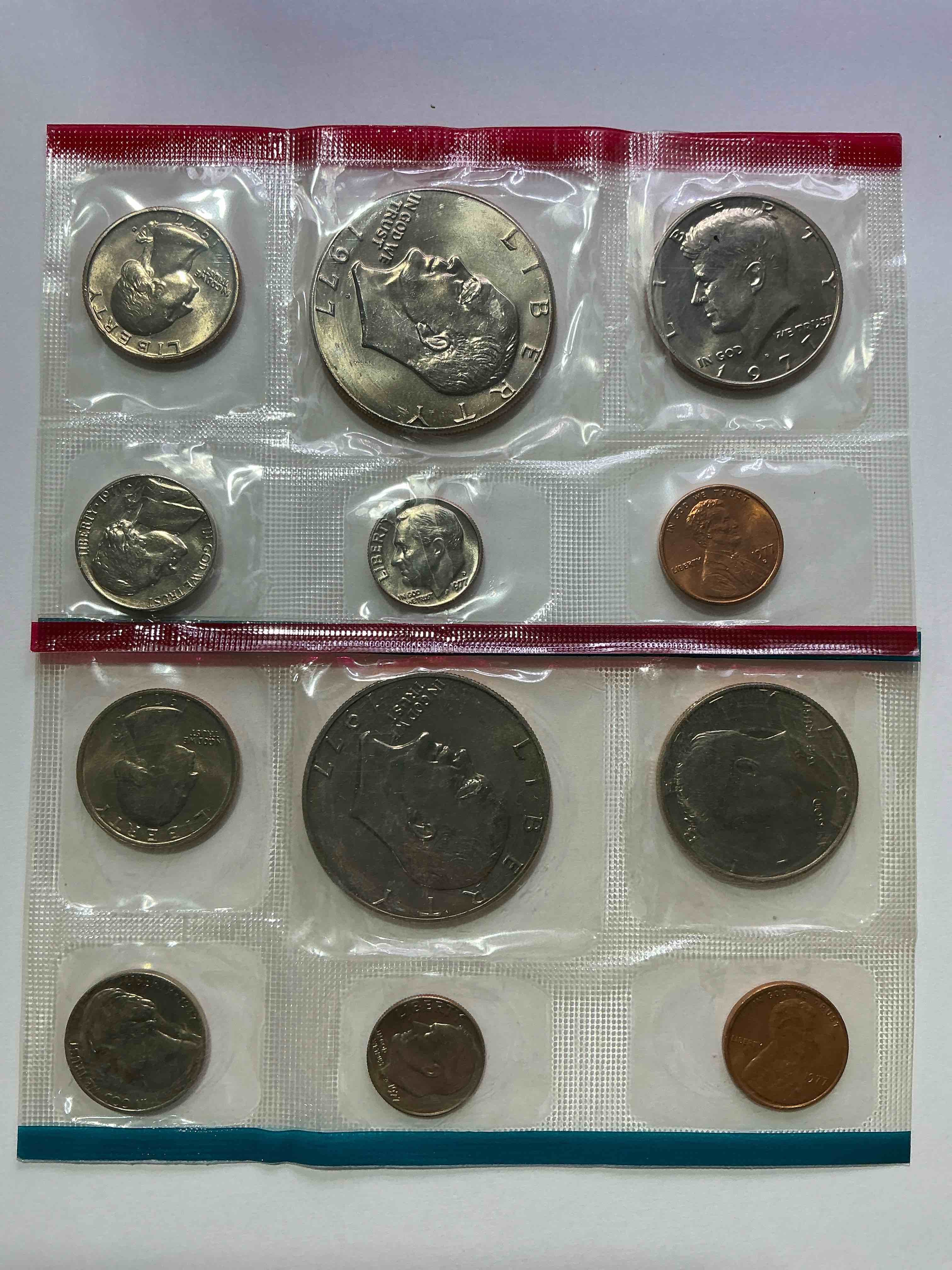 1977 uncirculated u.s. mint coins! these gorgeous coins from the mint set features each u.s. coins minted in 1977 in uncirculated condition, from each mint mark, philly & denver! own an awesome investment & incredible piece of u.s. history!