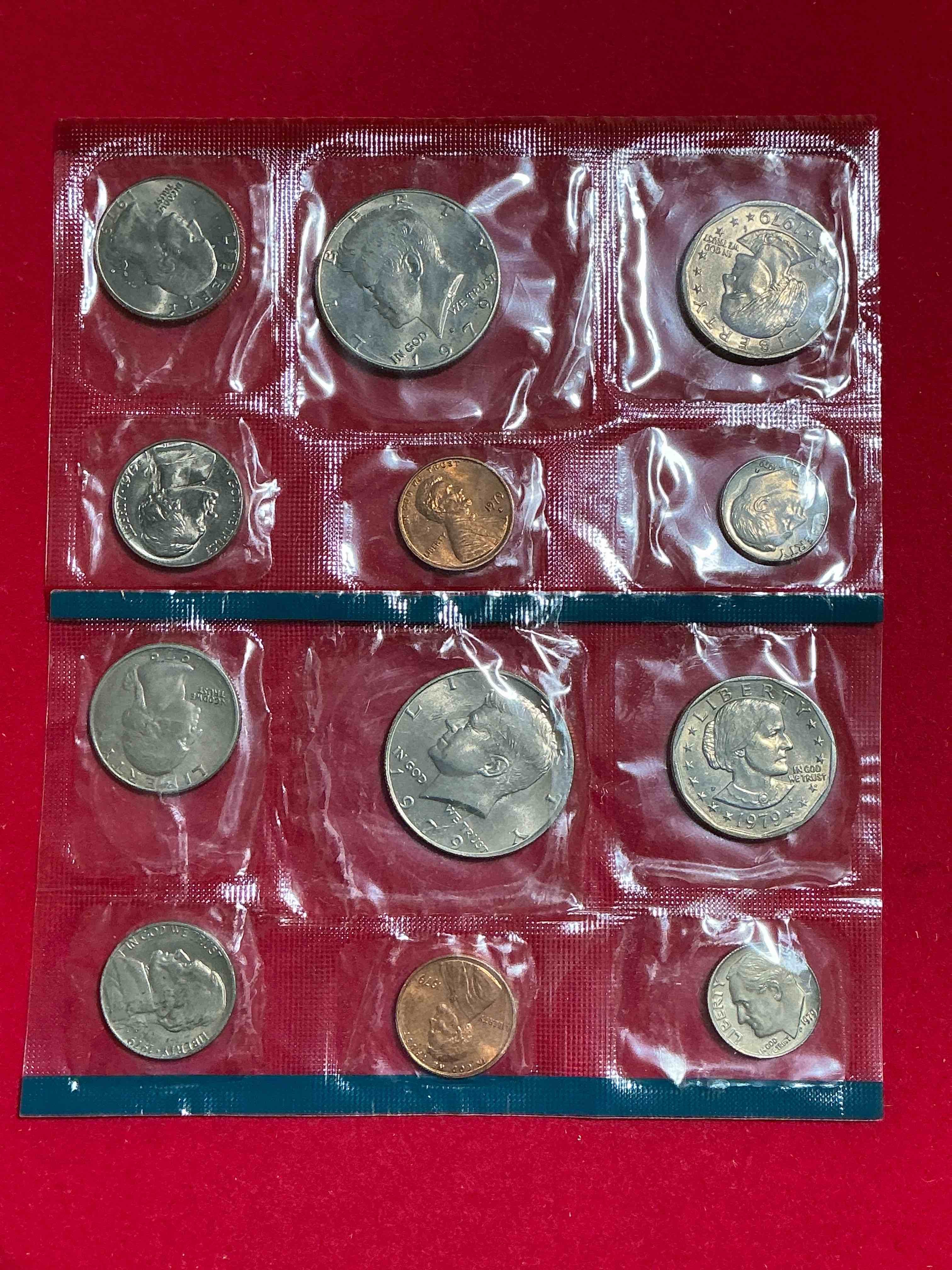 1979 Mint Coins, 12 Coin Denver & Philadelphia Mint! First Year Of The Susan B. Anthony Dollars! Dollar Coins, Half Dollars, Quarters, Dimes, Nickels & Pennies! Wow!