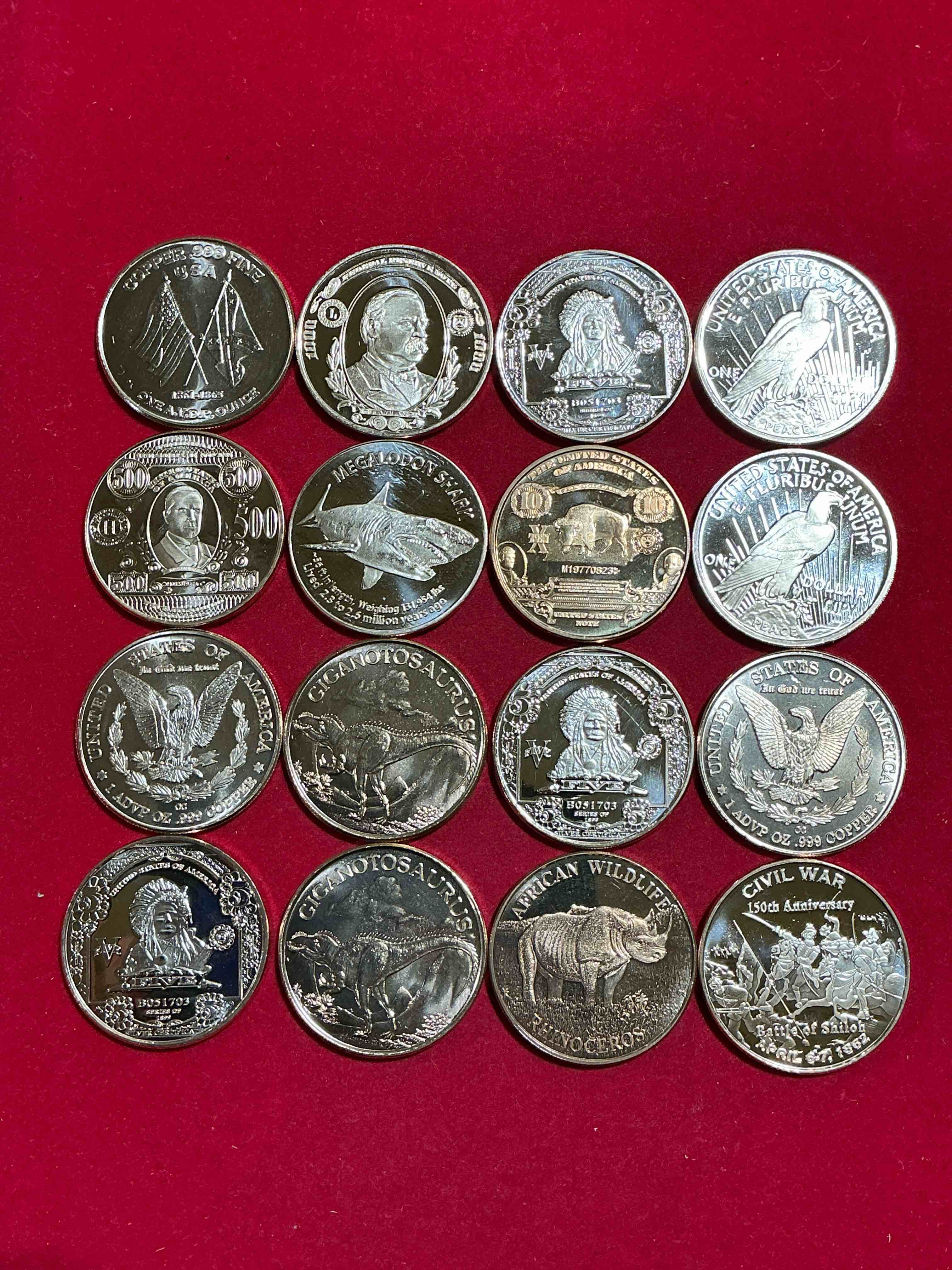 Condition photo showing New/Like New for Copper Commemorative Coins! Awesome Coin Collectible Made Of Pure .999 Percent Copper, All With Cool Designs! WOW!