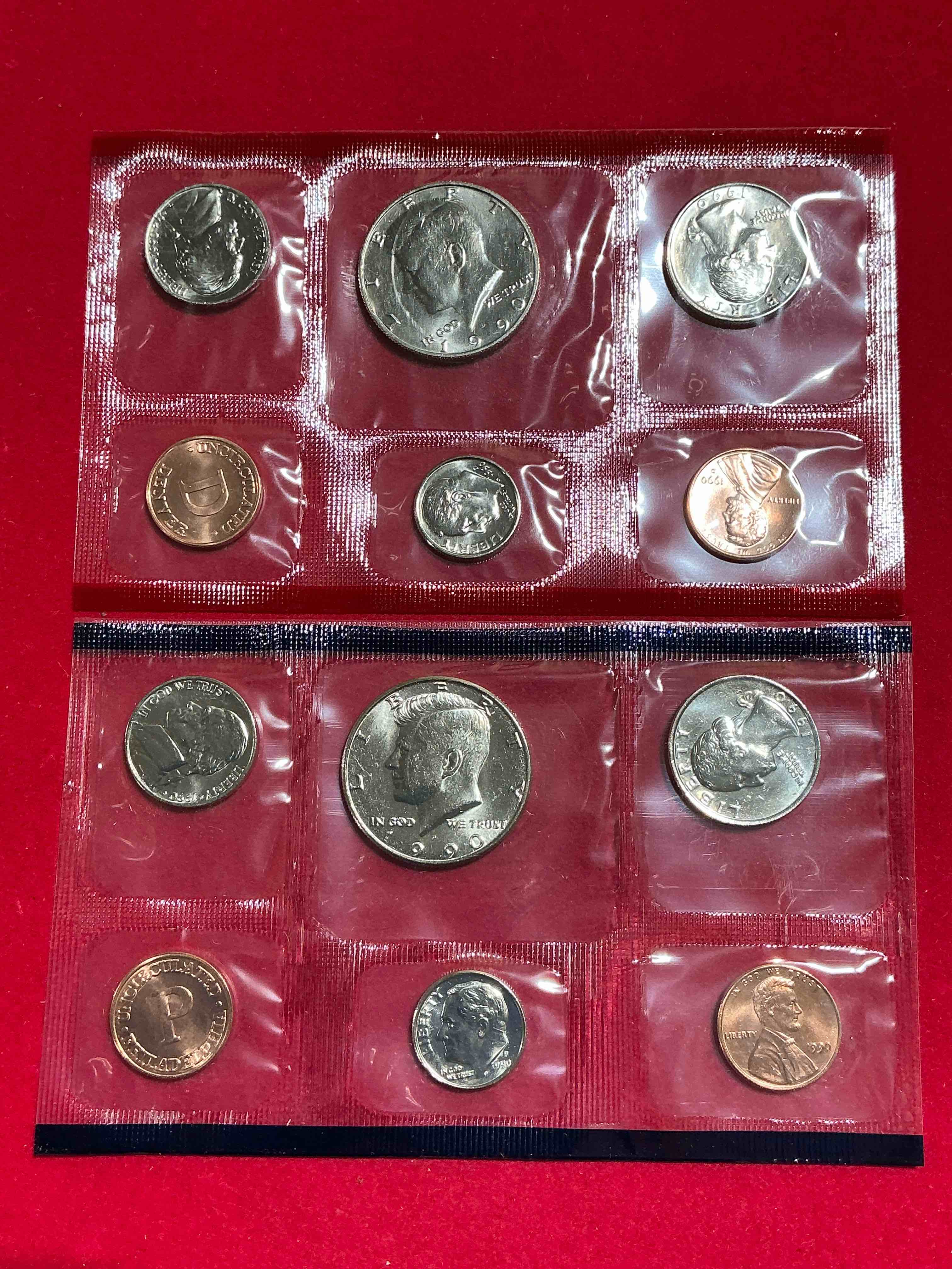 1990 Uncirculated U.S. Mint Coins! What A Great Year! These Gorgeous Coins From The Mint Set Features Each U.S. Coins Minted in 1990 In Uncirculated Condition, From Each Mint Mark, Philly & Denver! From The U.S. Treasury In 1990! Own An Awesome Investment & Incredible Piece Of U.S. History! Also Makes For An Awesome Gift!