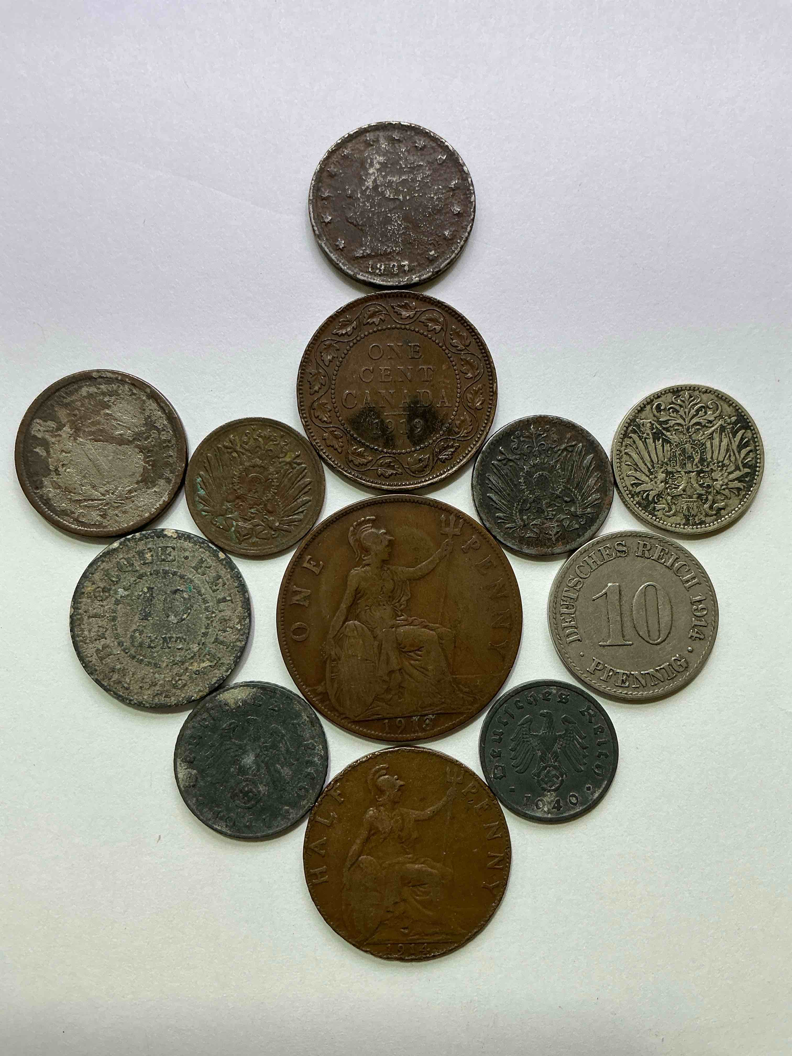 Condition photo showing Good Condition for World War One Era Buffs Rejoice! Check Out This Collection Of WW1 Era (1913-1919) Coins! Super Hard To Collect & Find In One Place! Great Conversation Pieces & Incredible Pieces Of History!