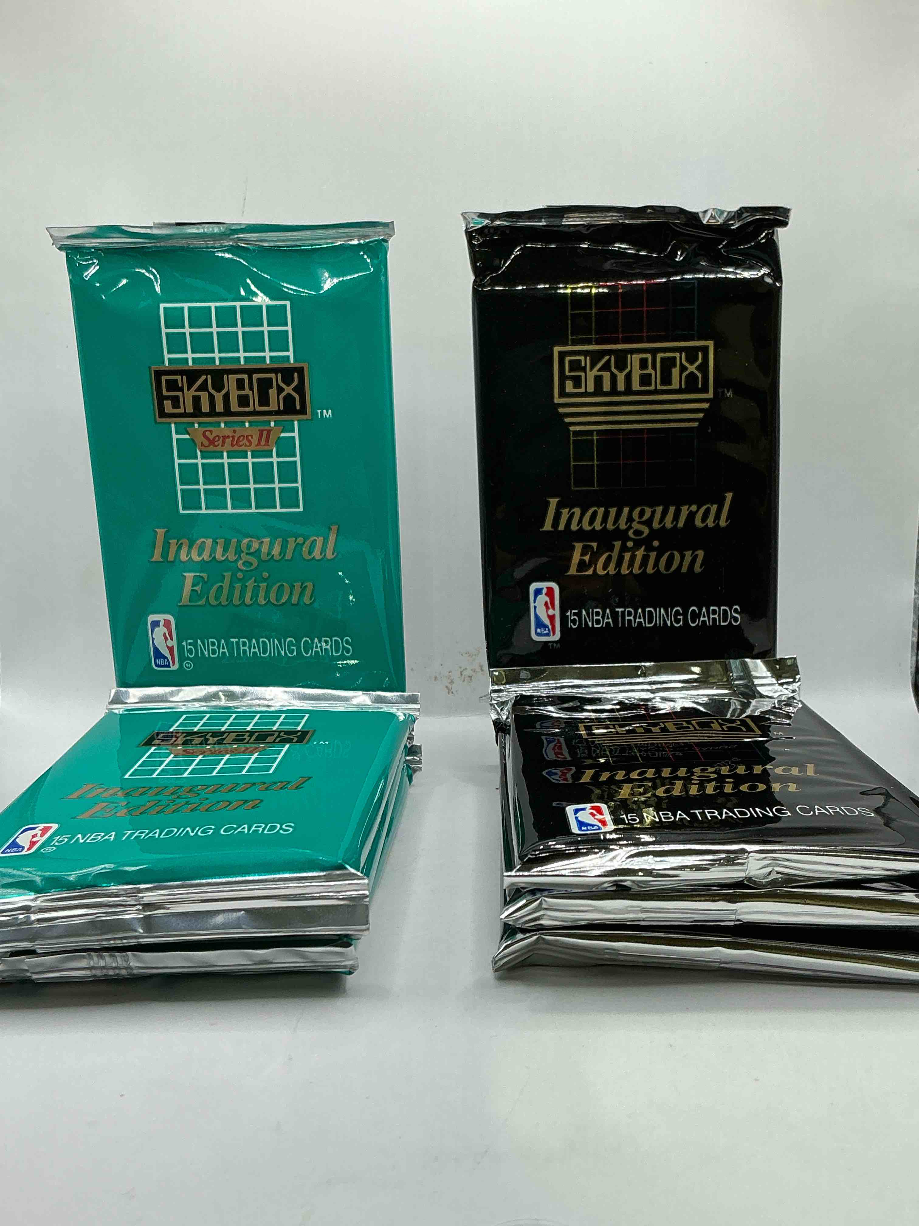 michael jordan, magic johnson & more! search for so many nba legends & stars! 1990-91 skybox unopened packs, series i! direct from original box! these packs are sought after for ther eye-catching teal look & awesome cards! search for valuable michael jordan, larry bird & magic johnson cards! along with other stars!