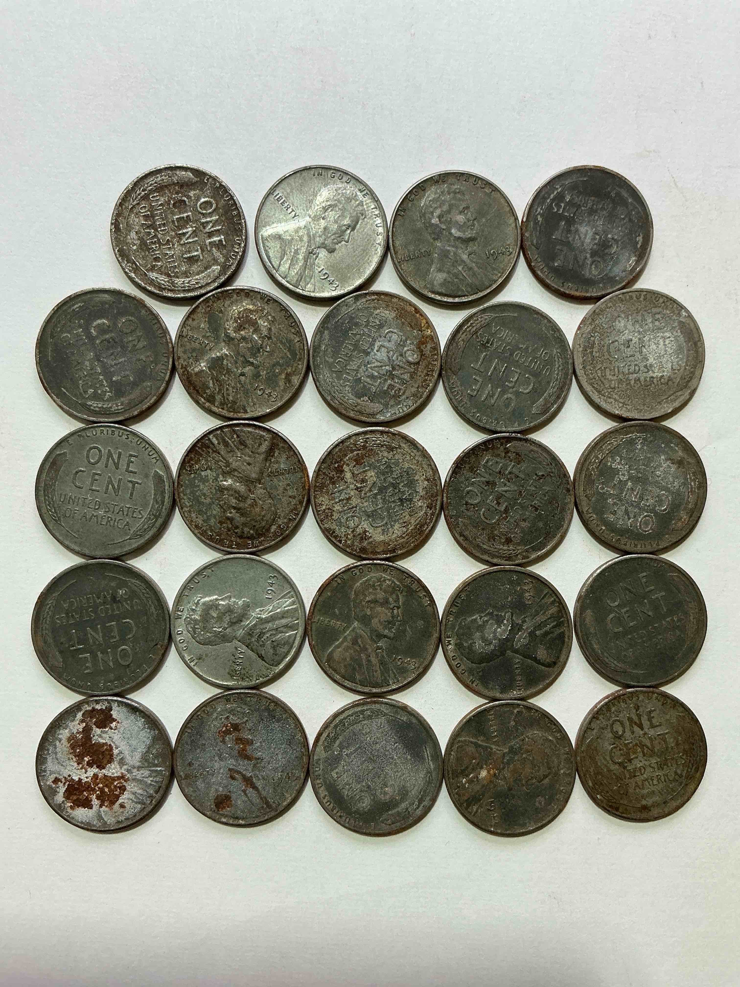 Condition photo showing Good Condition for 1943 World War Il History! Did You Know That In 1943 Copper Was So Valuable For Making Ammunition That The U.S. Treasury Made Pennies Out Of Steel?! 1943 STEEL Pennies Have Become Valuable, Rare Collector Items! Up For Auction Are Rare WWII Steel Pennies Appearing Circulated. Own Pieces Of World War II History That Are An Awesome Investment!