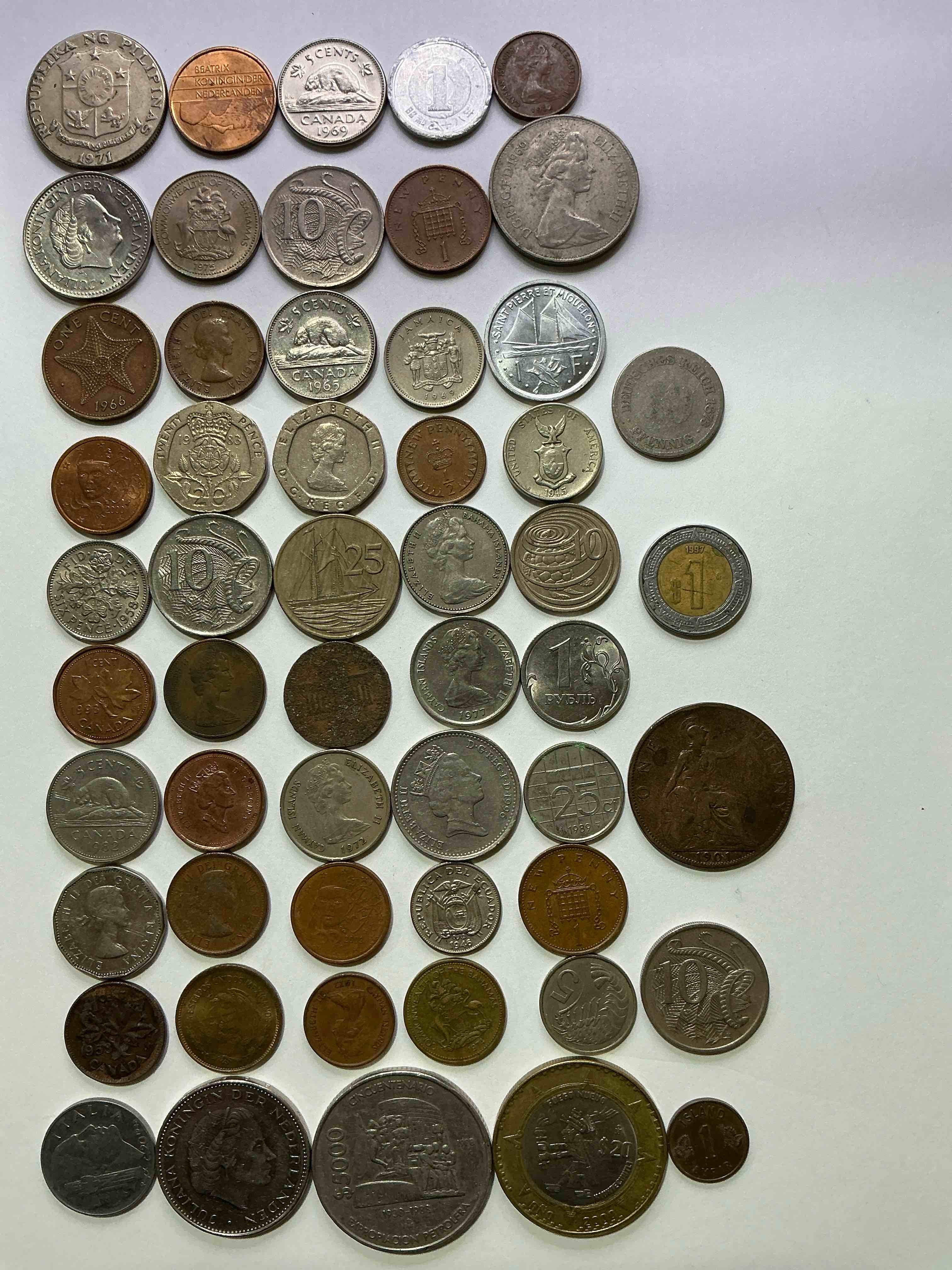 Condition photo showing Good Condition for World Coins, Antique & Vintage! Each Lot Is Unique! Many Different Years, Countries, Sizes & Exotic Places. This Cool Collection Of Antique Coins From Around The World Is Loads Of Fun! Have Fun Identifying Each Coin & Country As A Great Educational Tool! A Great Investment Too!