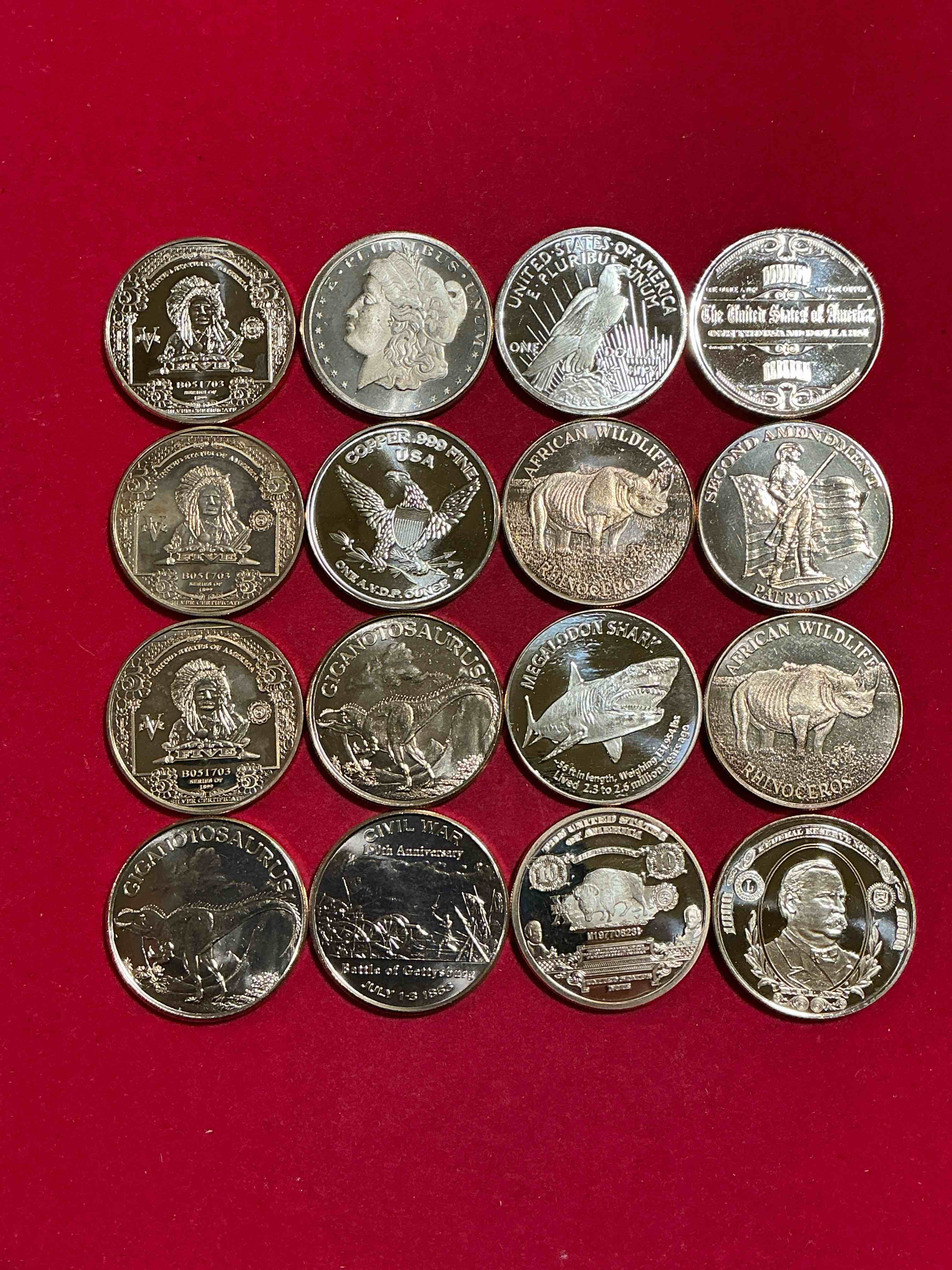 copper craziness! 1oz copper commemorative coins! all different cool & rare designs! awesome american pure copper!