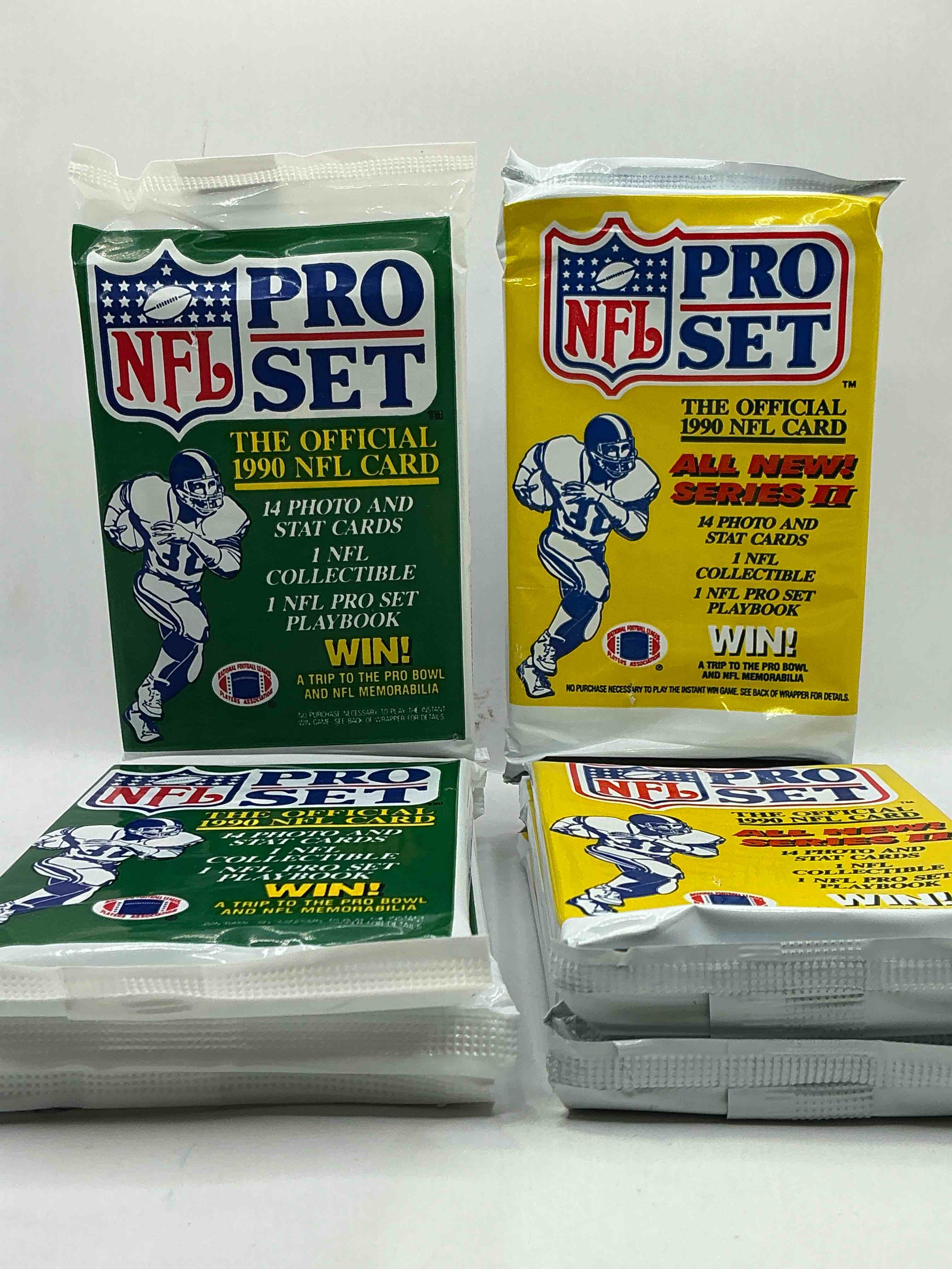 Condition photo showing New/Like New for Wow! 1990 Pro Set Football Sealed Card Packs, Series I & II, Direct From Original Retail Case!Highly Sought After By Collectors As This Year Is Loaded With High Profile Cards!Search For Cards From Barry Sanders, Deion Sanders, Troy Aikman, Michael Irvin & Much More! Getting Hard To Find!