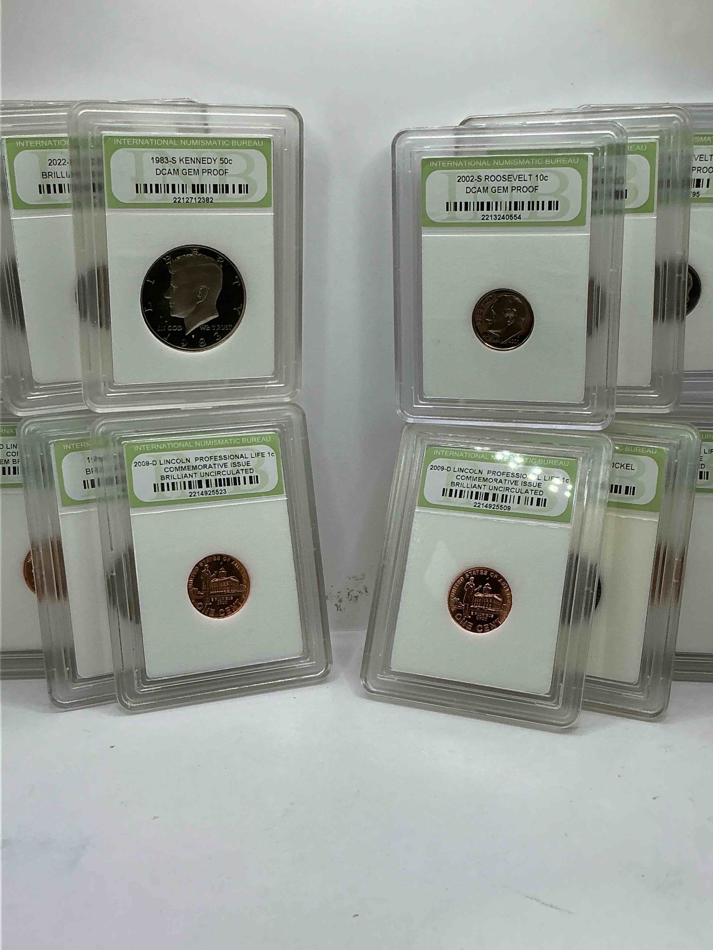Condition photo showing New/Like New for Collector's Dream! 12 Different Rare, Slabbed U.S. Collector Coins In Certified/Catalogued Protective Slab Cases! A Great Way to Build An Incredible Collection Of Protected, Rare U.S. Coins! Great For The Coin Fan & Collector!