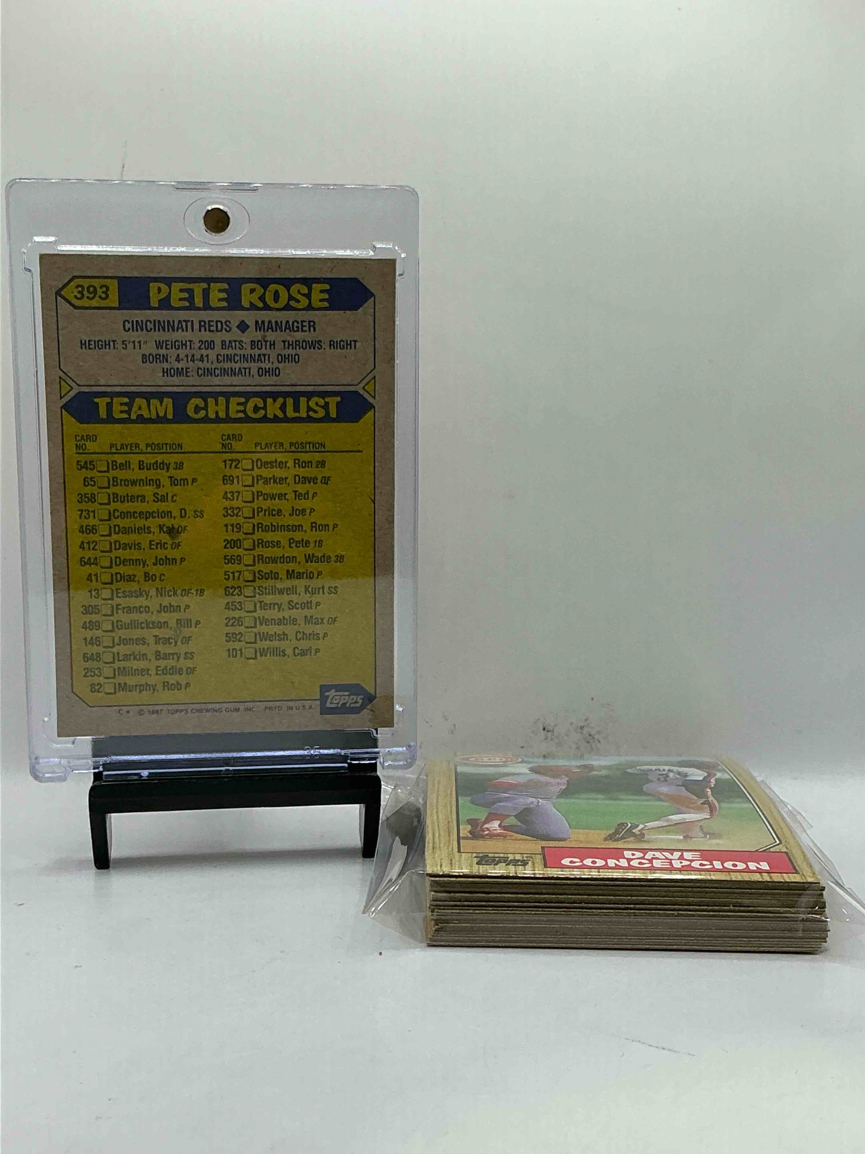 Condition photo showing New/Like New for 1987 Topps Baseball REDS Complete Set! 27 Card Reds Set! Legends Like Barry Larkin, Dave Concepcion & So Many More!