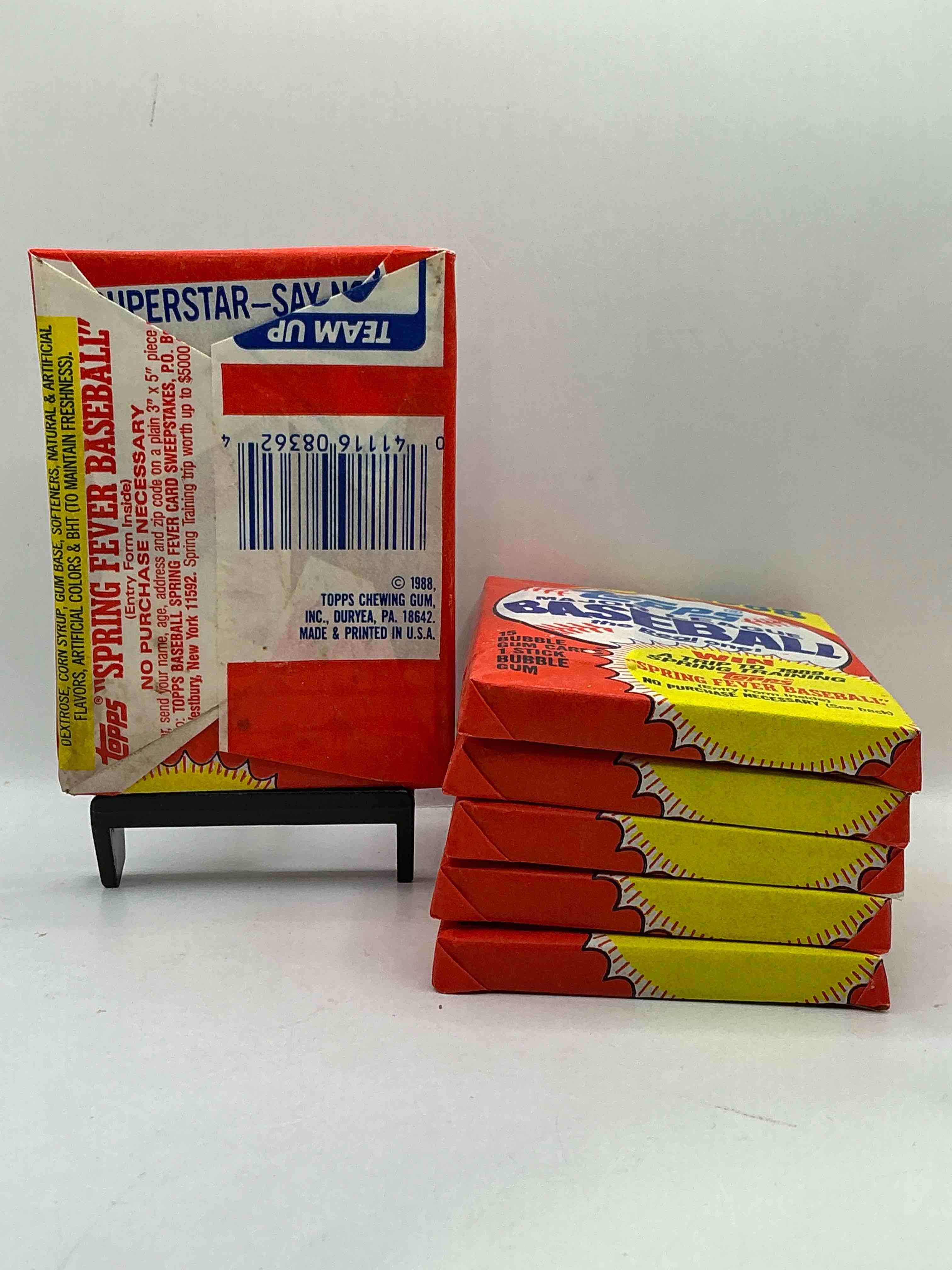 Condition photo showing New/Like New for 80's Baseball Fan's Rejoice! 1988 Topps Baseball Unopened Wax Packs Full Of Collectible Trading Cards! Search For Valuable Don Mattingly "World Of Baseball" & Nolan Ryan Cards Worth Hundreds In Perfect Condition!