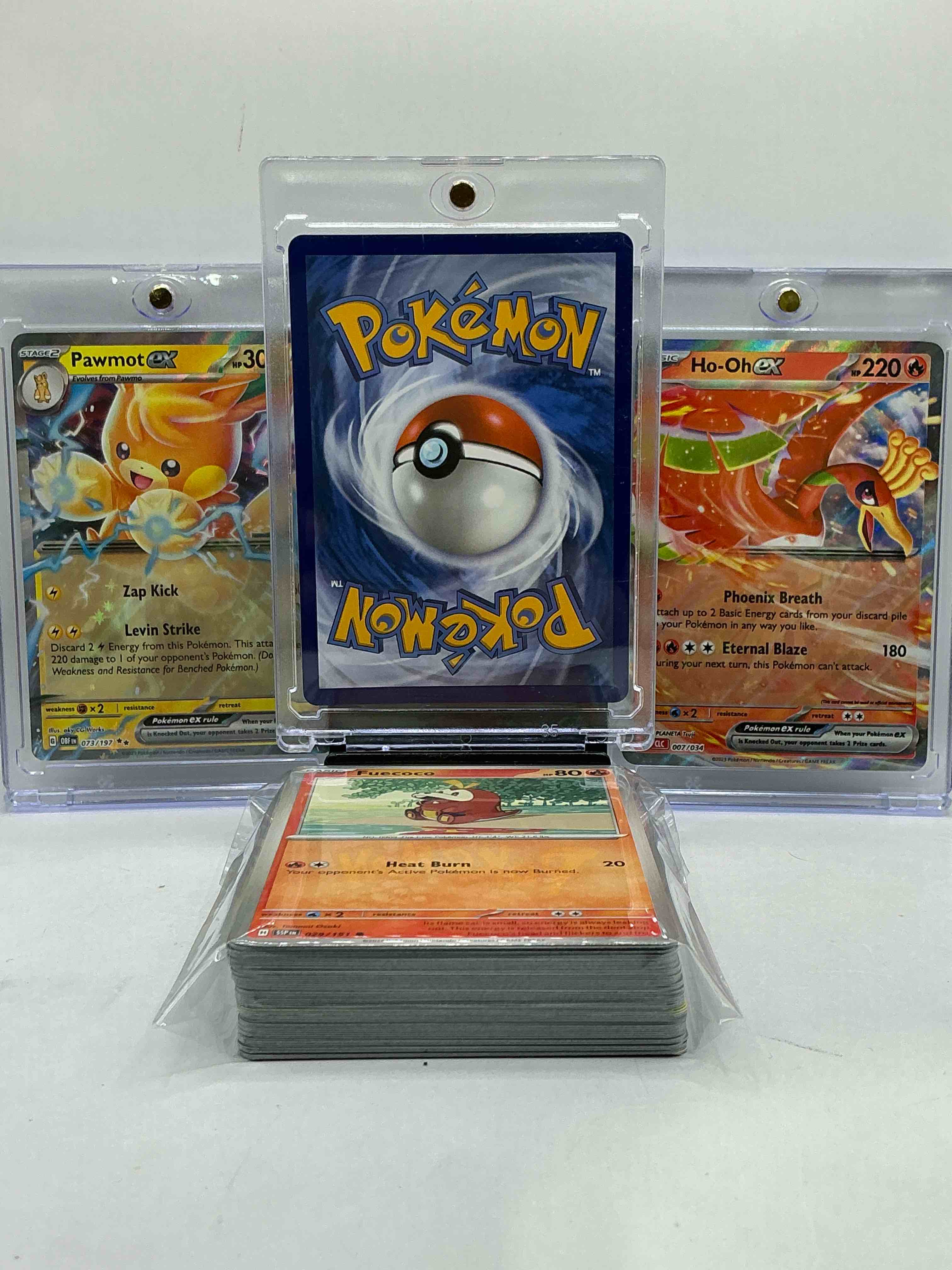Condition photo showing New/Like New for Charizard EX, Pawmot EX & Ho-Oh EX WOW! Insane Trio! Matching Three! Pokémon Palooza! 50 Card Craziness! Commons, Legends & More!