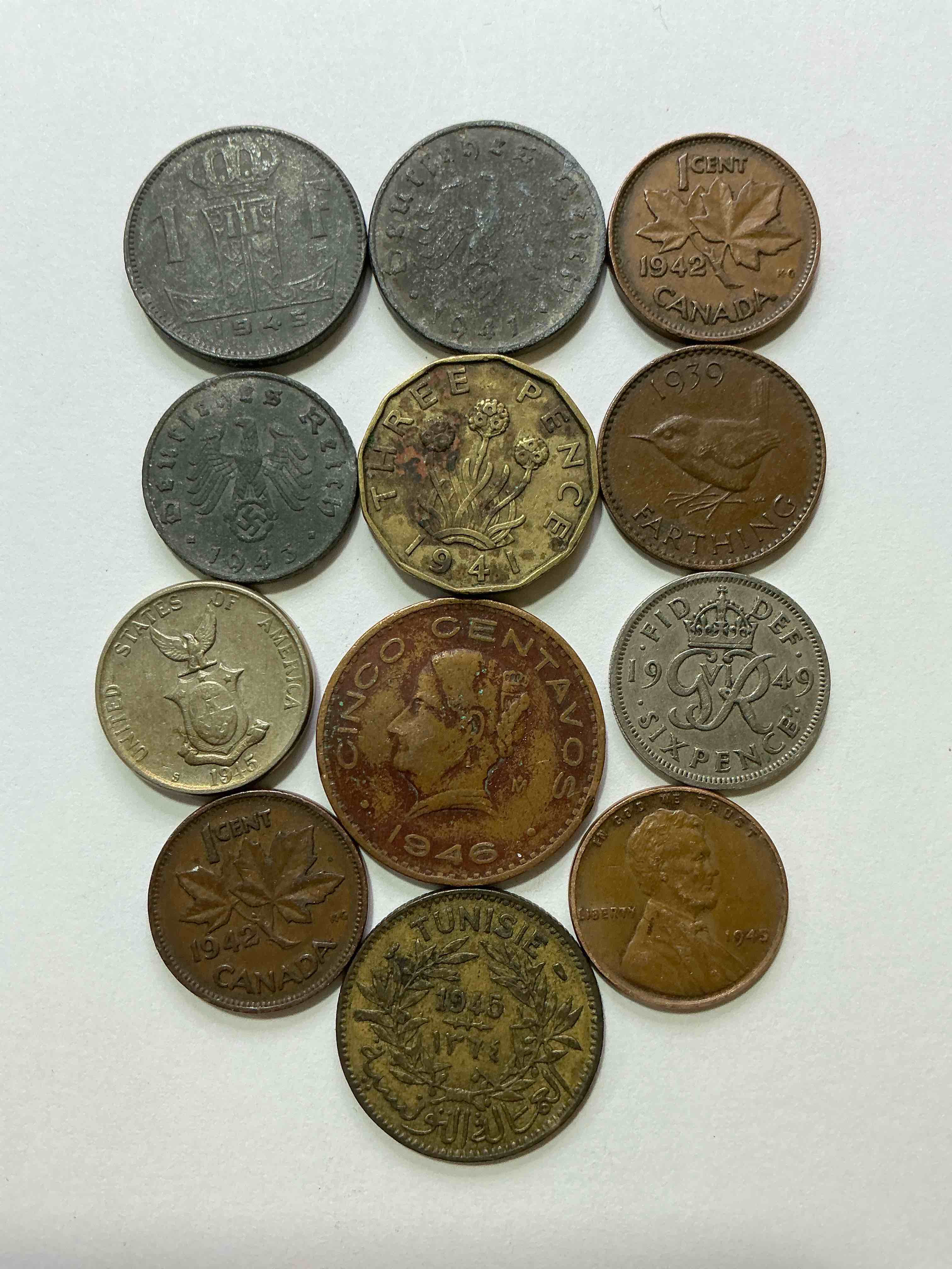 Condition photo showing Good Condition for World War Two Buffs Rejoice! Up For Auction Is An Awesome Collection Of World War II Era Coins (1939-1945) From Around The World! Really Hard To Collect & Find In One Place! Really Cool Pieces Of History!
