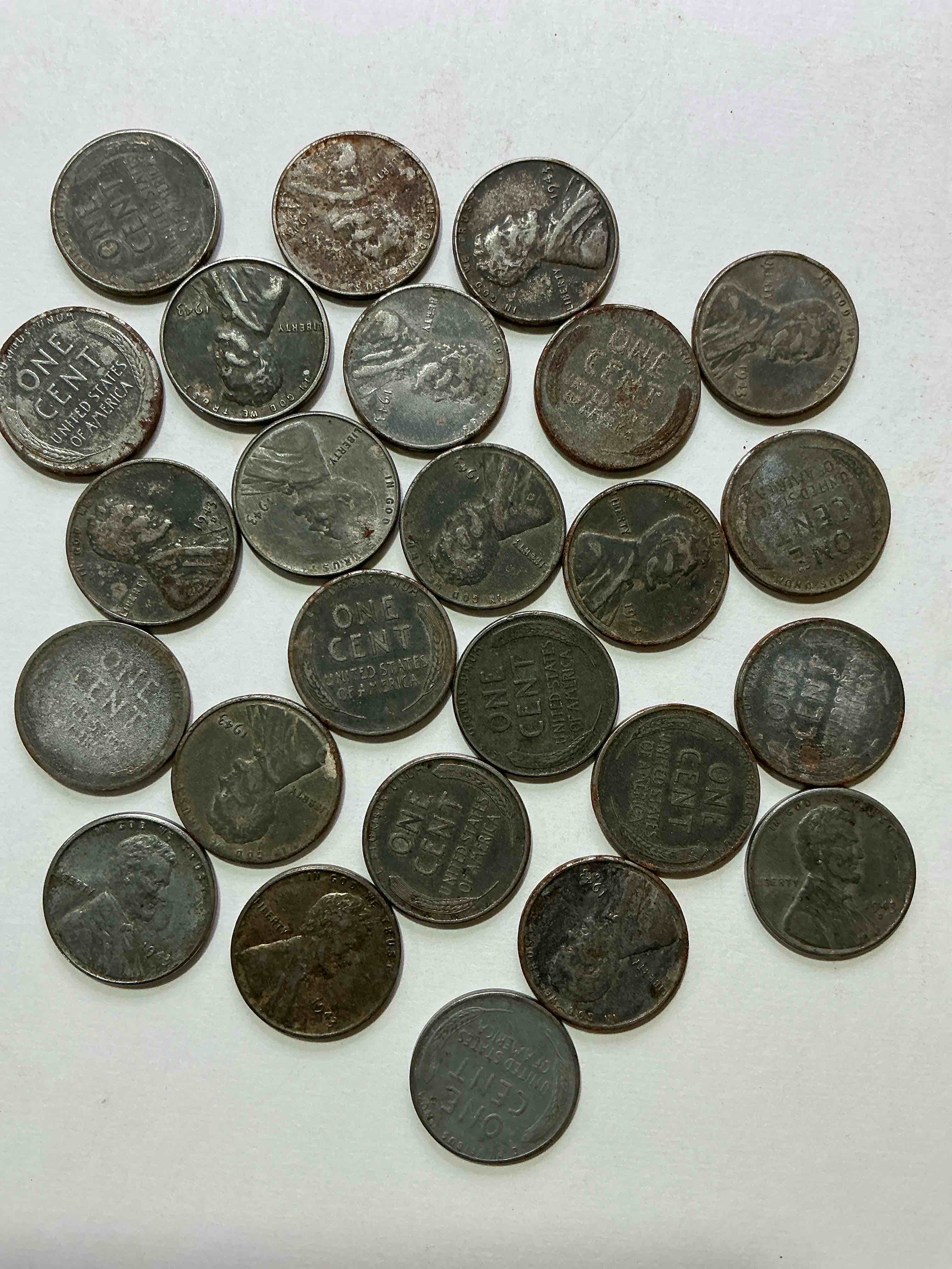 Condition photo showing Good Condition for 1943 World War Il History! Did You Know That In 1943 Copper Was So Valuable For Making Ammunition That The U.S. Treasury Made Pennies Out Of Steel?! 1943 STEEL Pennies Have Become Valuable, Rare Collector Items! Up For Auction Are Rare WWII Steel Pennies Appearing Circulated. Own Pieces Of World War II History That Are An Awesome Investment!