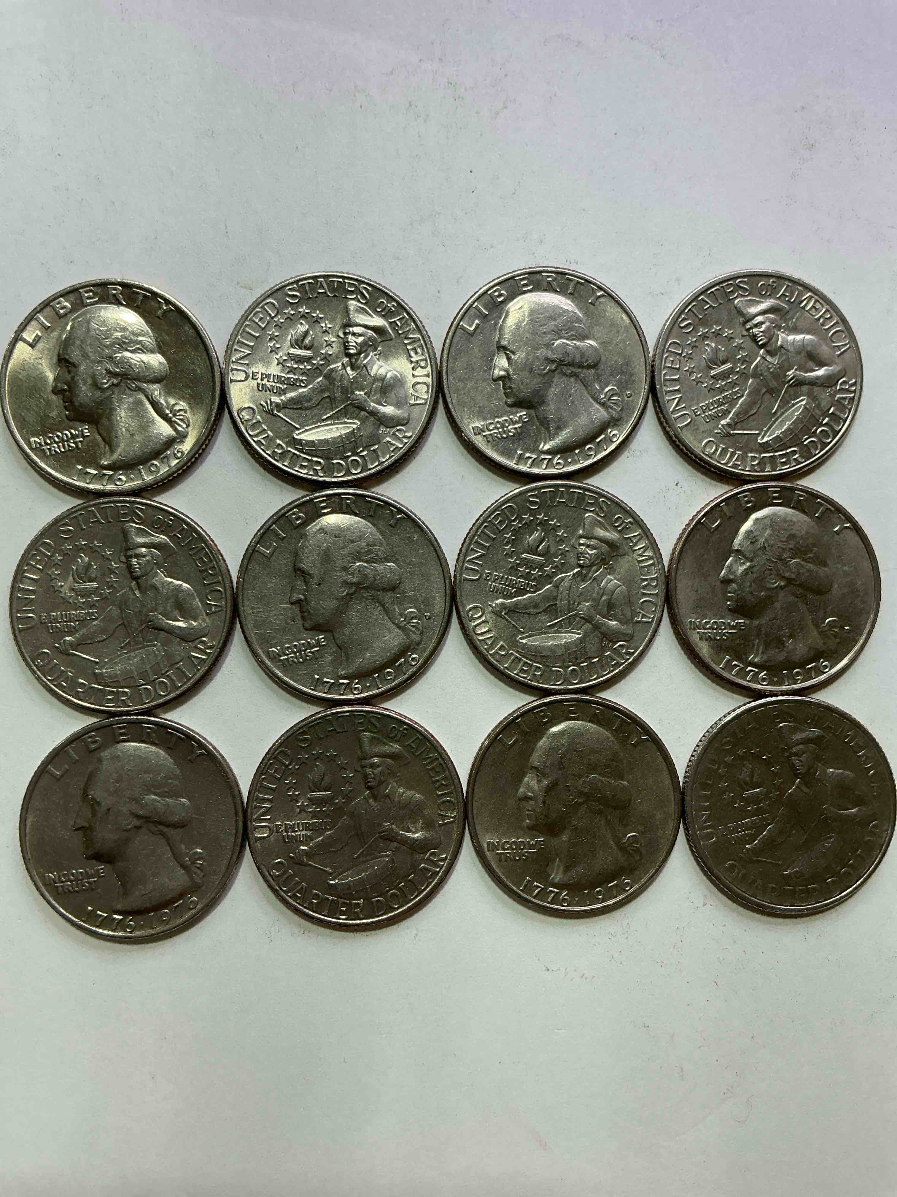 Condition photo showing Good Condition for 1976 Bicentennial Bliss! Quarters! In 1976 The U.S. Mint Produced Coins Celebrating The 200 Year Anniversary Of America. Up For Auction Are Awesome Examples Of Bicentennial Quarters Produced For This... The Infamous 200 Year Anniversary Edition! Highly Desirable For Collectors! Own Pieces Of History & Get Ready For America's 250 Year Anniversary Coming Soon!