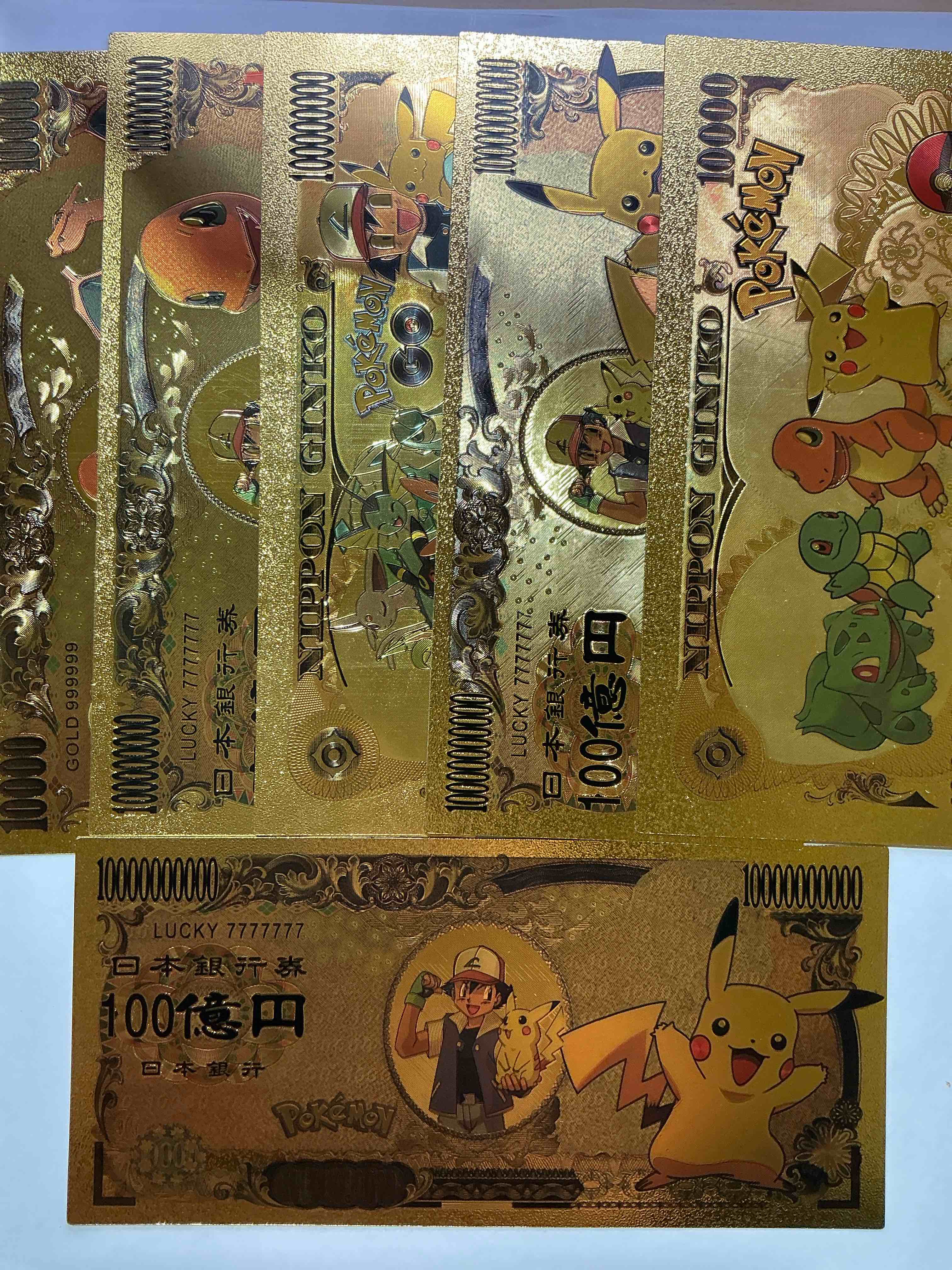Condition photo showing New/Like New for Pokémon Novelty Gold In Color Dollars! Ultra Cool Novelty 10,000 Pokémon Bill With Characters & Cool Designs! Rare & Hard To Get! 