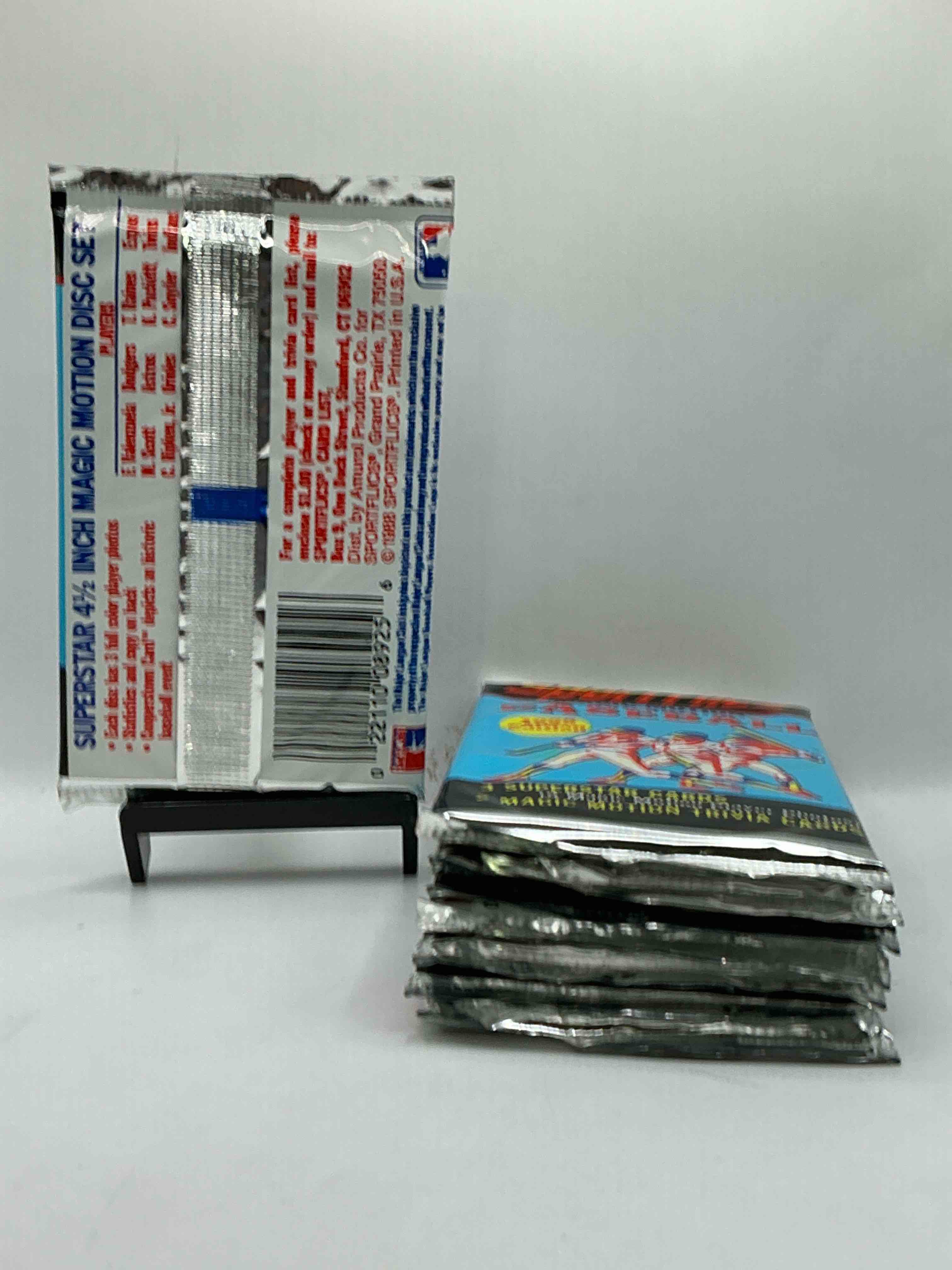 Condition photo showing New/Like New for 1988 Sportflics Magic Motion Baseball MLB Packs, Direct From Retail Sealed Case! Find 3 Superstar Cards & 2 Magic Motion Trivia Cards Per Pack! Great For Any Baseball Fans!  