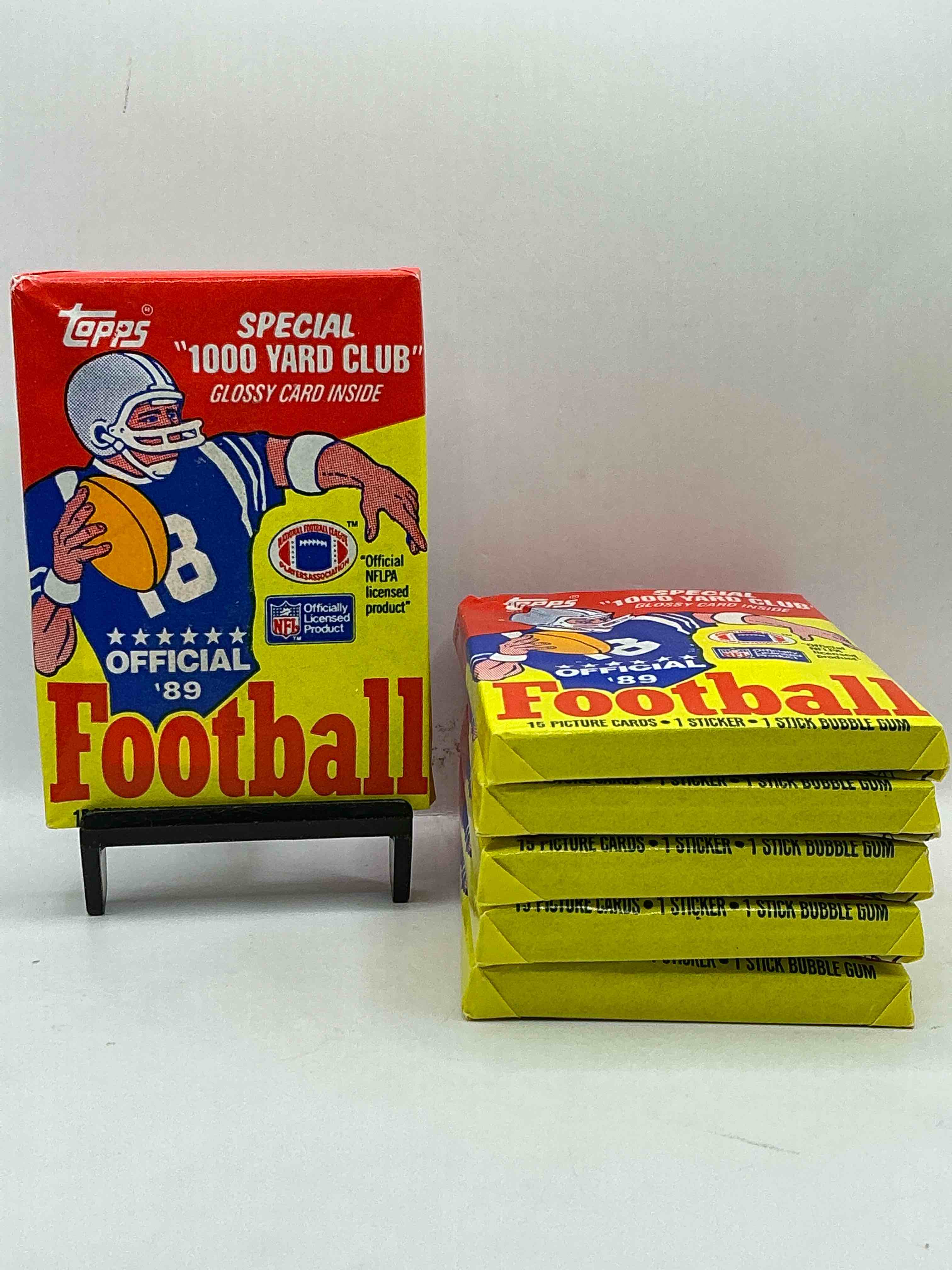 1989 topps football unopened sports card wax packs! straight from original box!search for deion sanders rookie cards! along with valuable jerry rice, bo jackson & other 80's stars!