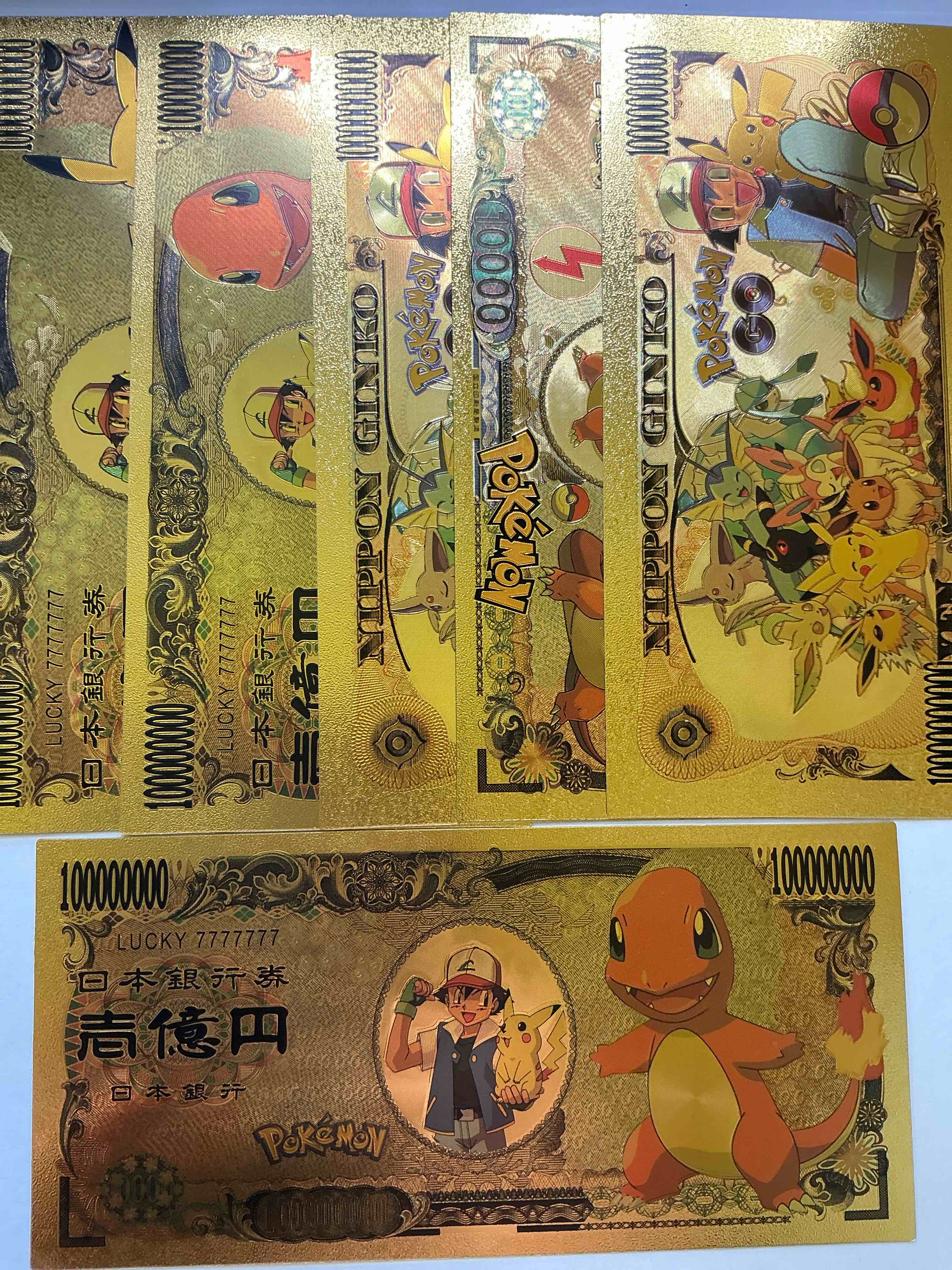Condition photo showing New/Like New for Pokémon Novelty Gold In Color Dollars! Ultra Cool Novelty 10,000 Pokémon Bill With Characters & Cool Designs! Rare & Hard To Get!