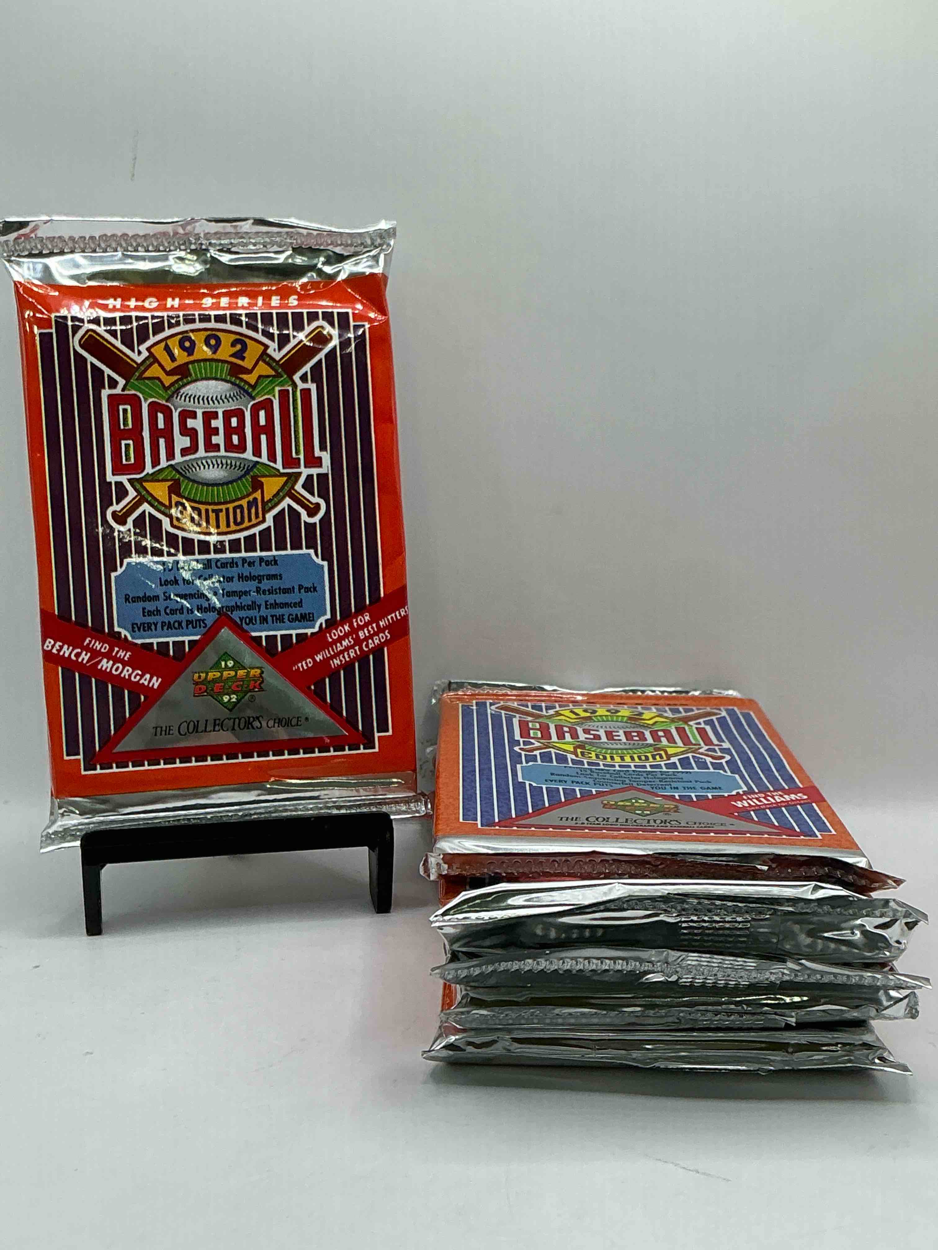 1992 upper deck baseball sealed sports & collectible card pack, direct from original sealed retail case! search for ultra rare & valuable ted williams & johnny bench signed insert cards as well as deion sanders, ken griffey jr., nolan ryan & so much more!