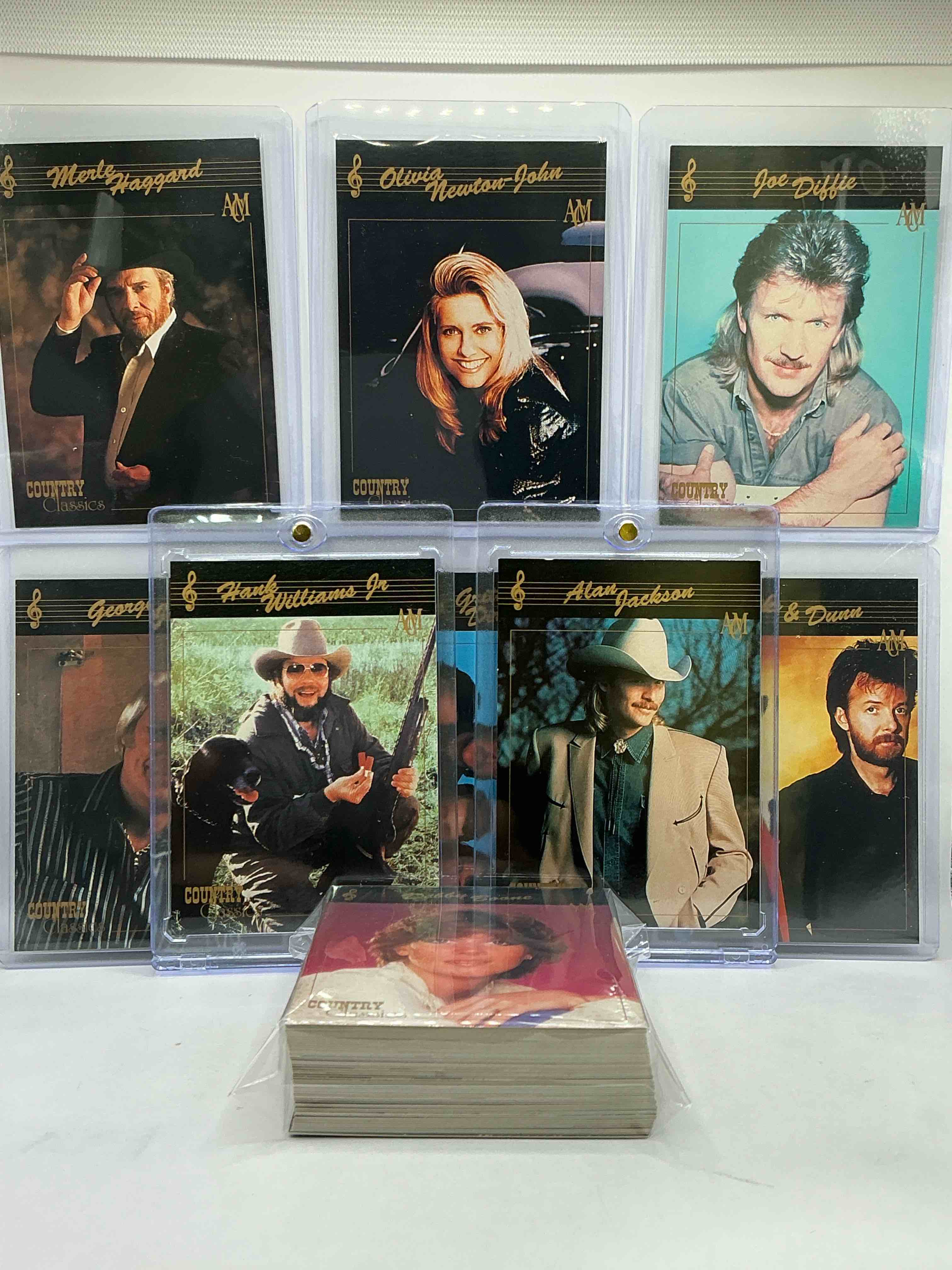 Condition photo showing New/Like New for Hank Williams Jr! Alan Jackson! NO WAY! Country Music Craziness! Olivia Newton John, George Jones, Nitty Gritty, Joe Diffe & More! Insane 50 Card Country Music Lot! 1992 Cards, Some Of The Biggest Names In The Country World! PERFECT For Vintage, Authentic & Real Country Fans! 