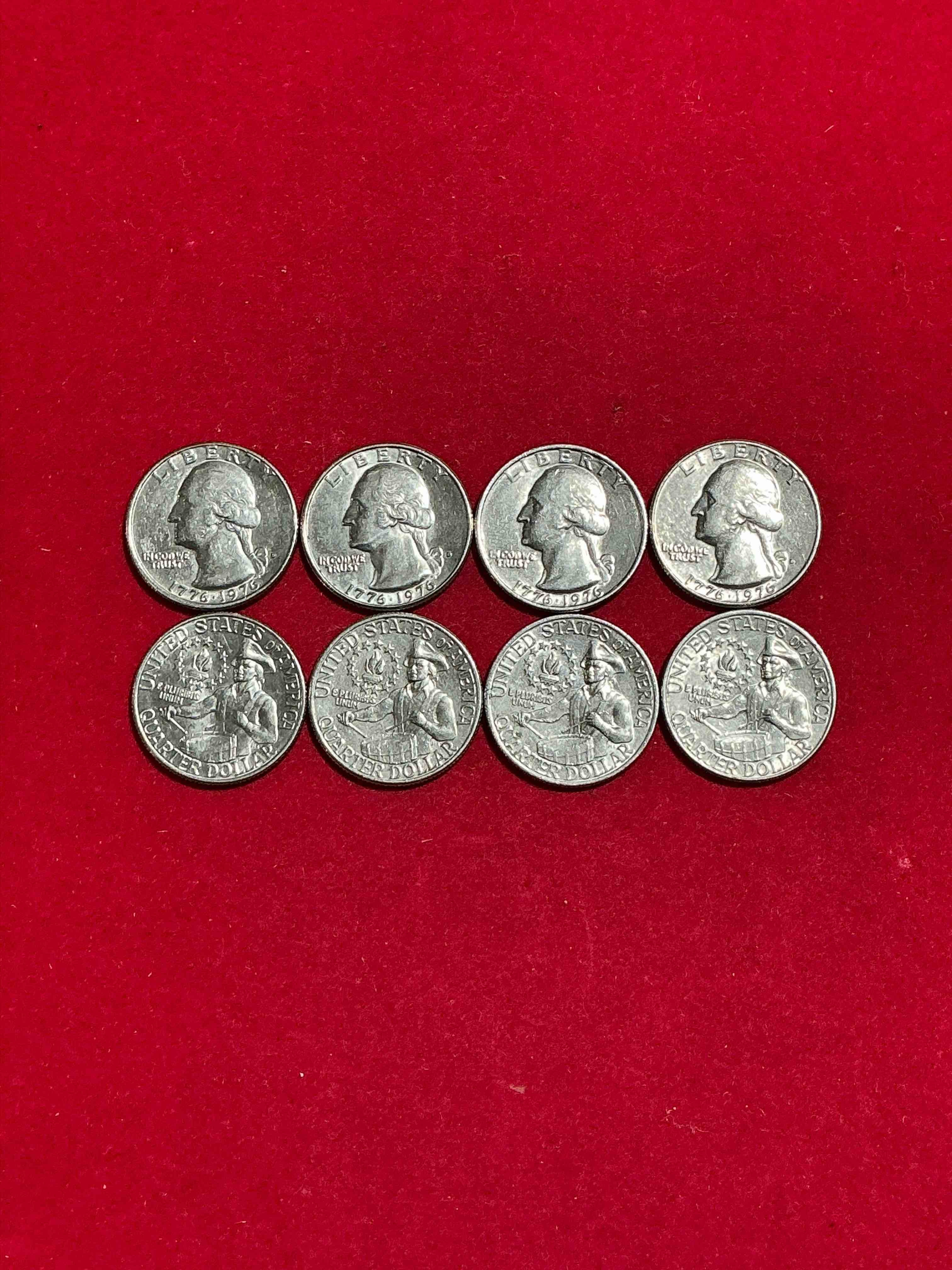Condition photo showing Good Condition for 1976 Bicentennial Bliss! Quarters! In 1976 The U.S. Mint Produced Coins Celebrating The 200 Year Anniversary Of America. Up For Auction Are Awesome Examples Of Bicentennial Quarters Produced For This... The Infamous 200 Year Anniversary Edition! Highly Desirable For Collectors! Own Pieces Of History & Get Ready For America's 250 Year Anniversary Coming Soon!