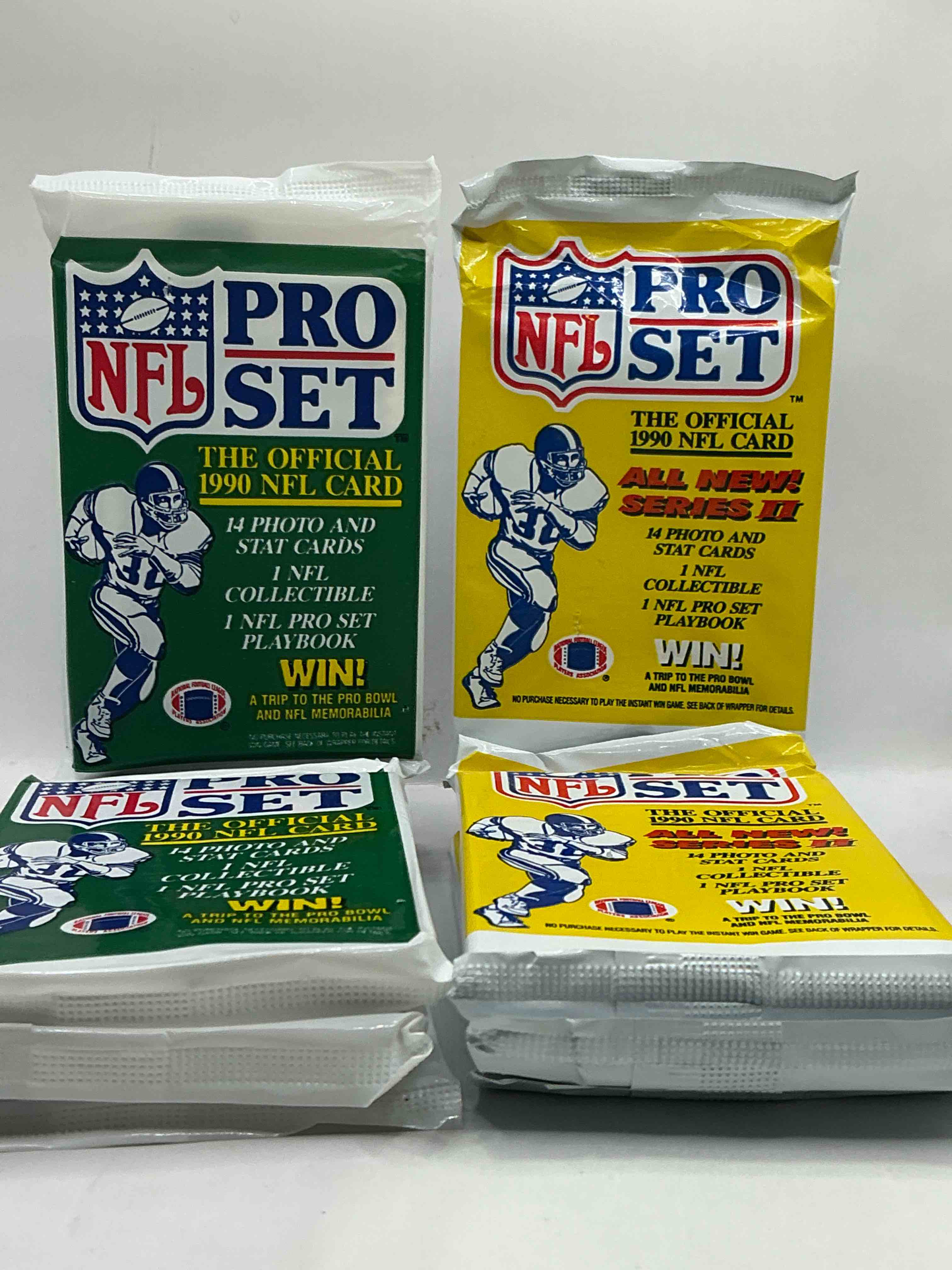 Condition photo showing New/Like New for Wow! 1990 Pro Set Football Sealed Card Packs, Series I & II, Direct From Original Retail Case!Highly Sought After By Collectors As This Year Is Loaded With High Profile Cards!Search For Cards From Barry Sanders, Deion Sanders, Troy Aikman, Michael Irvin & Much More! Getting Hard To Find!