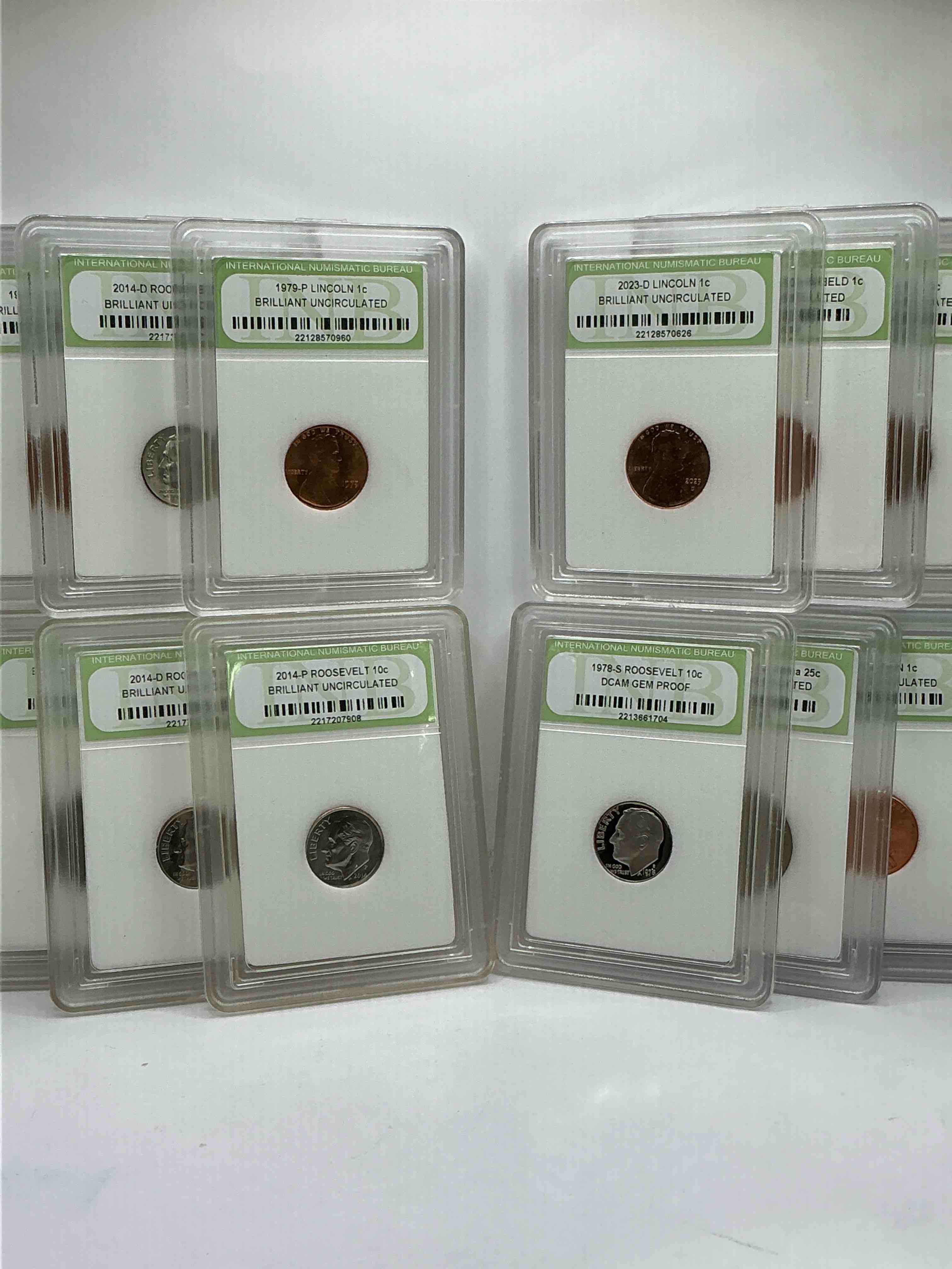 Condition photo showing New/Like New for Collector's Dream! 12 Different Rare, Slabbed U.S. Collector Coins In Certified/Catalogued Protective Slab Cases! A Great Way to Build An Incredible Collection Of Protected, Rare U.S. Coins! Great For The Coin Fan & Collector!