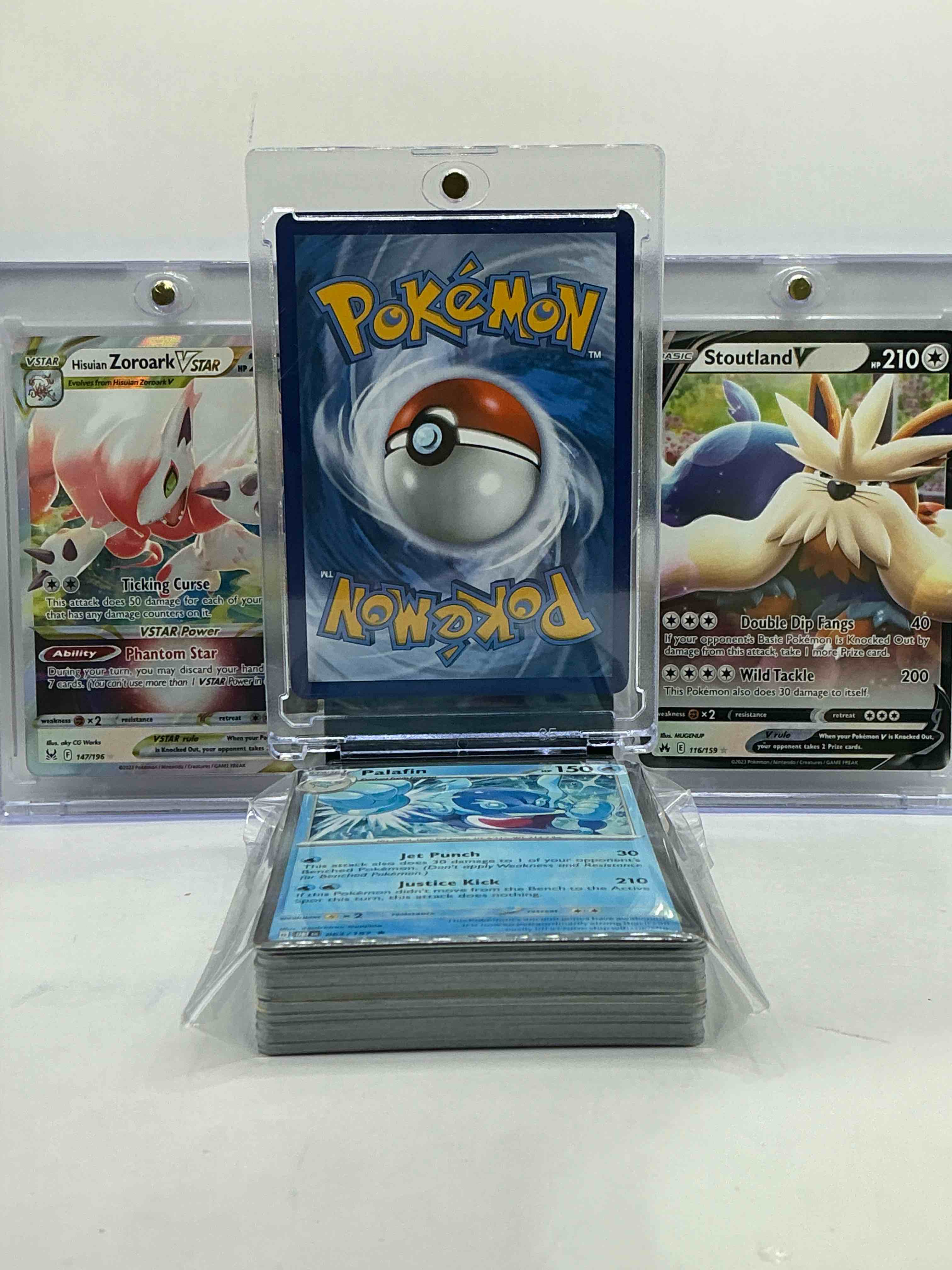 Condition photo showing New/Like New for Lucario V, Zoroark VSTAR & Stoutland V WOW! Pokémon Party! Insane 50 Card Lot Includes Commons, Legends, Heroes & More!