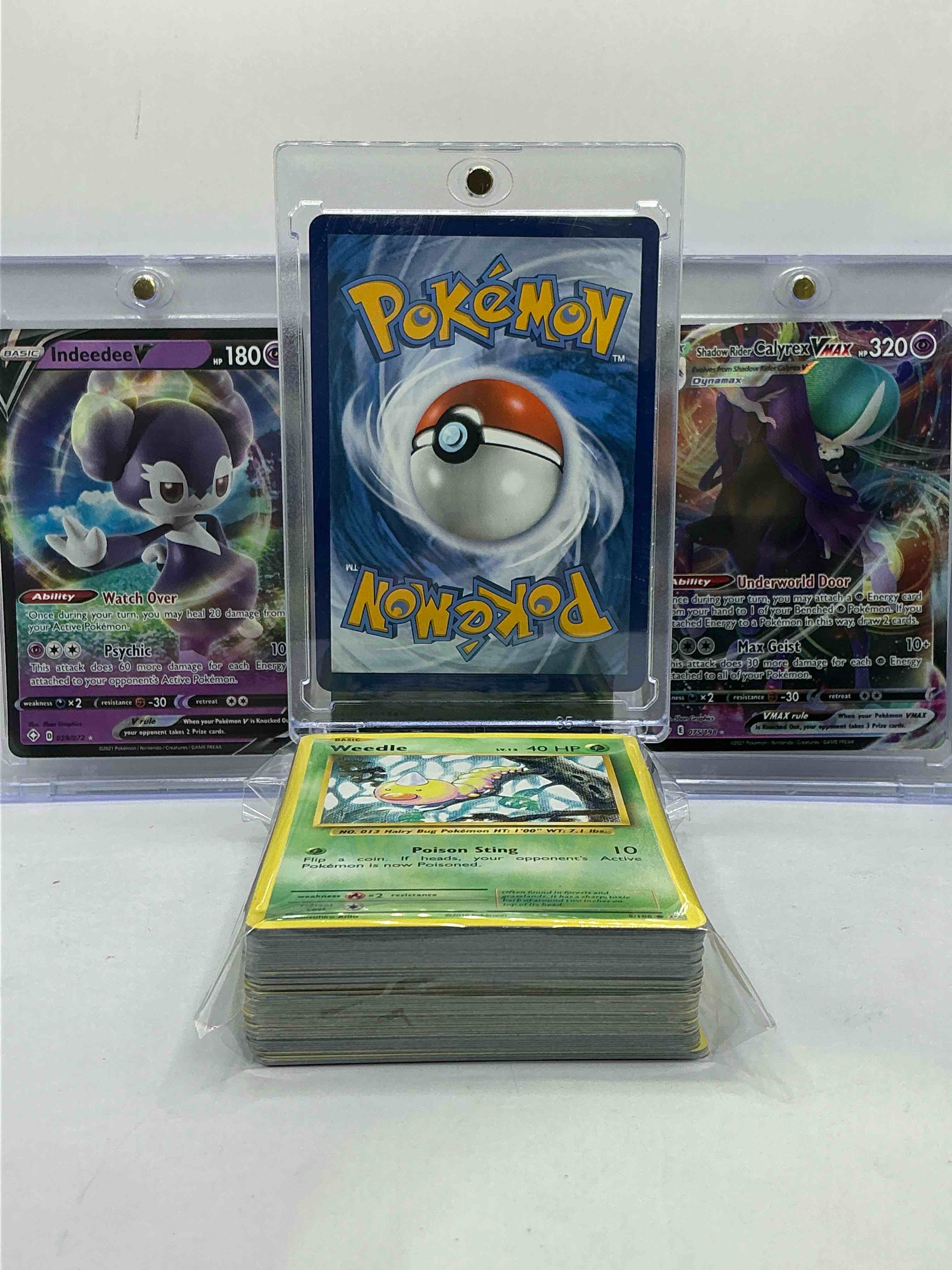 Condition photo showing New/Like New for Pokémon Party! Charizard V Holo, Indeedee V & Calyrex V & More! WOW! Insane Trio! Holos, Legends, Commons & More! WOW! Perfect Time To Enter The Hobby!