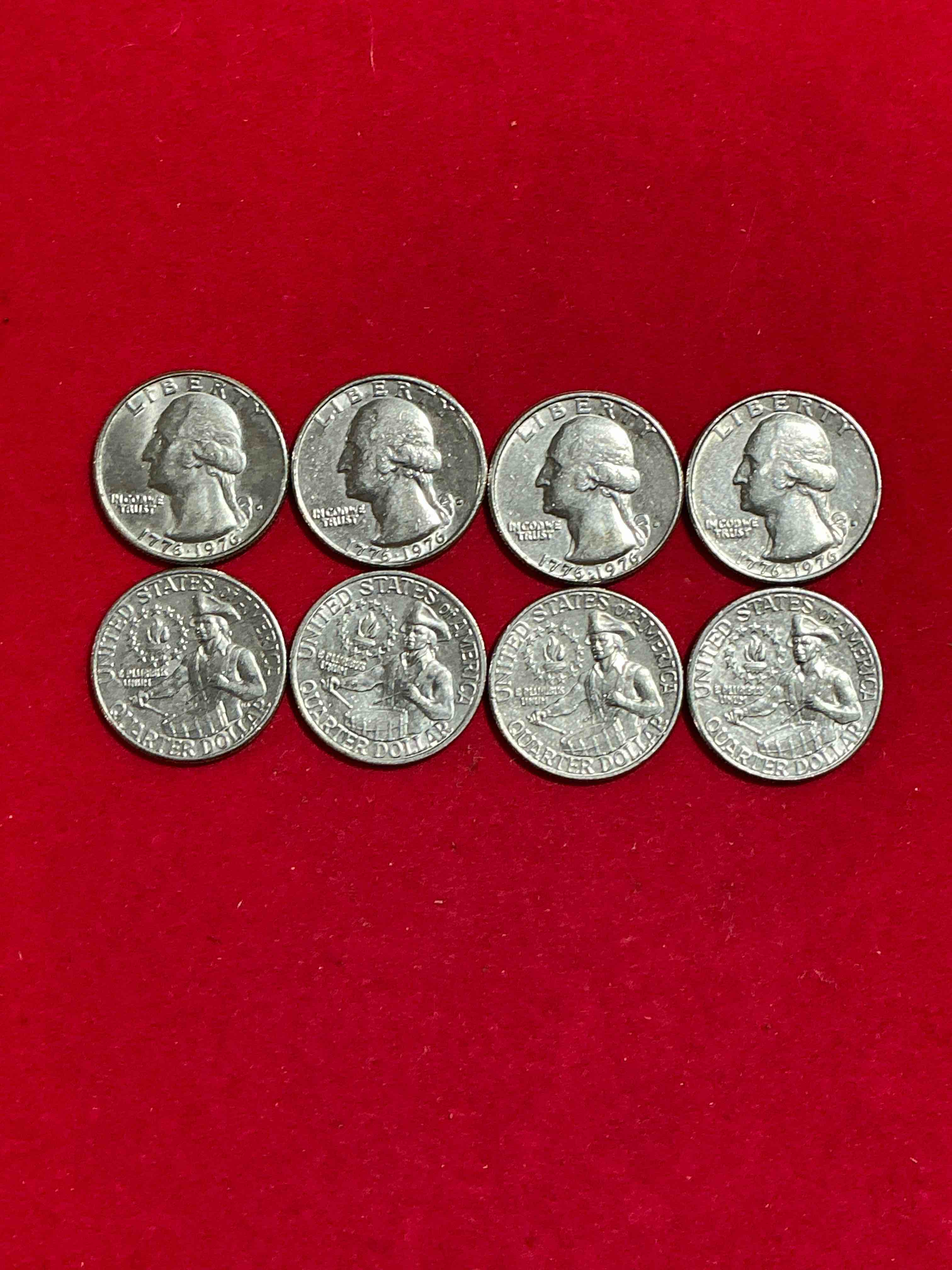 Condition photo showing Good Condition for 1976 Bicentennial Bliss! Quarters! In 1976 The U.S. Mint Produced Coins Celebrating The 200 Year Anniversary Of America. Up For Auction Are Awesome Examples Of Bicentennial Quarters Produced For This... The Infamous 200 Year Anniversary Edition! Highly Desirable For Collectors! Own Pieces Of History & Get Ready For America's 250 Year Anniversary Coming Soon!