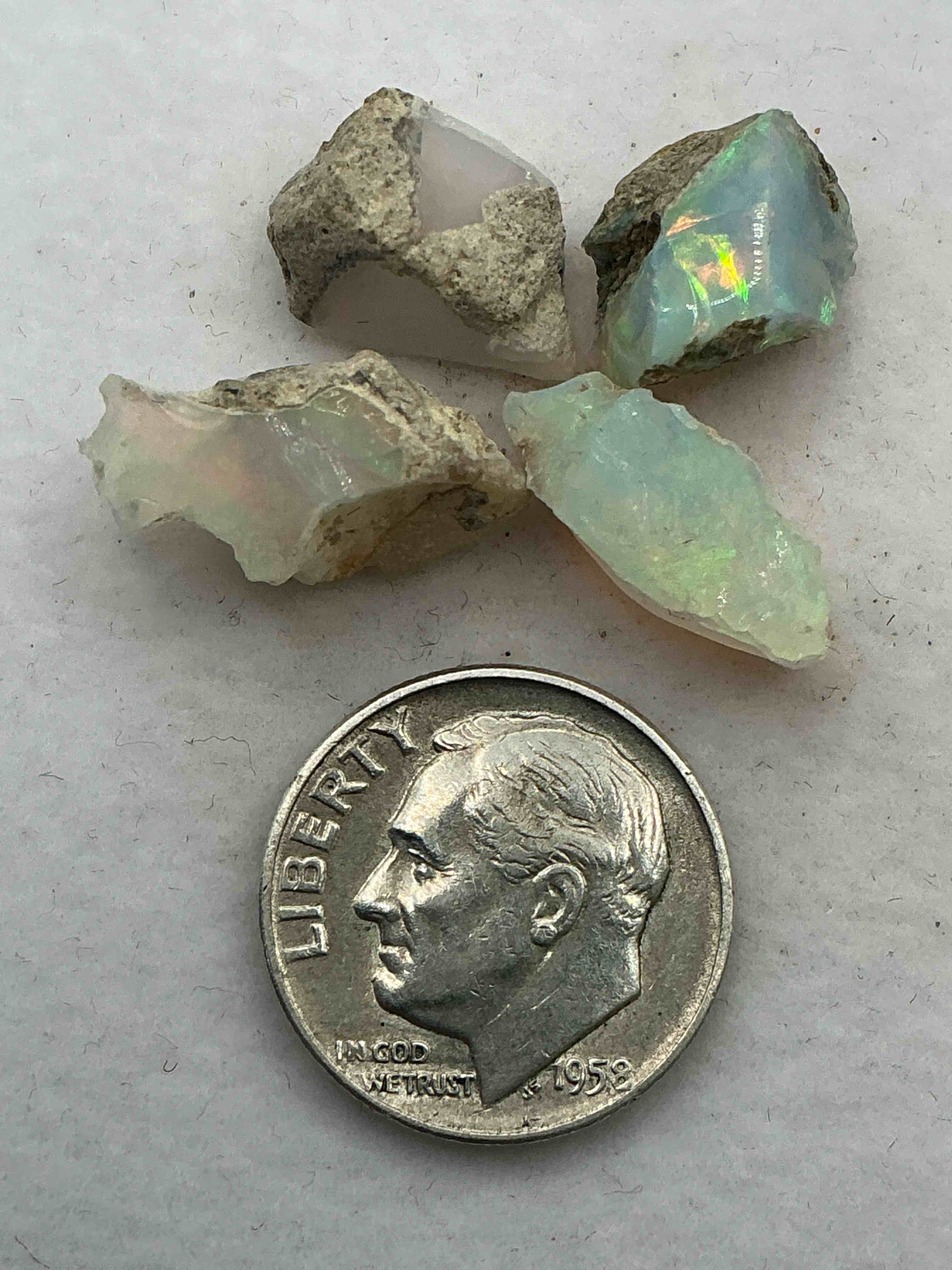 Condition photo showing Good Condition for Opal Precious Gemstone, Authentic! Opal Gemstone, Cut And/Or Faceted & Polished! Opals Are Famous For Their. Stunning Clarity & Hues & Likely Originate From Ethiopia. Opals Are Believed To Promote Hope, Purity & Love. The U.S. Dime In Image Is For Size Reference Only (Not Included). Own An Amazing, Stunning, Unique Opal Gemstone!