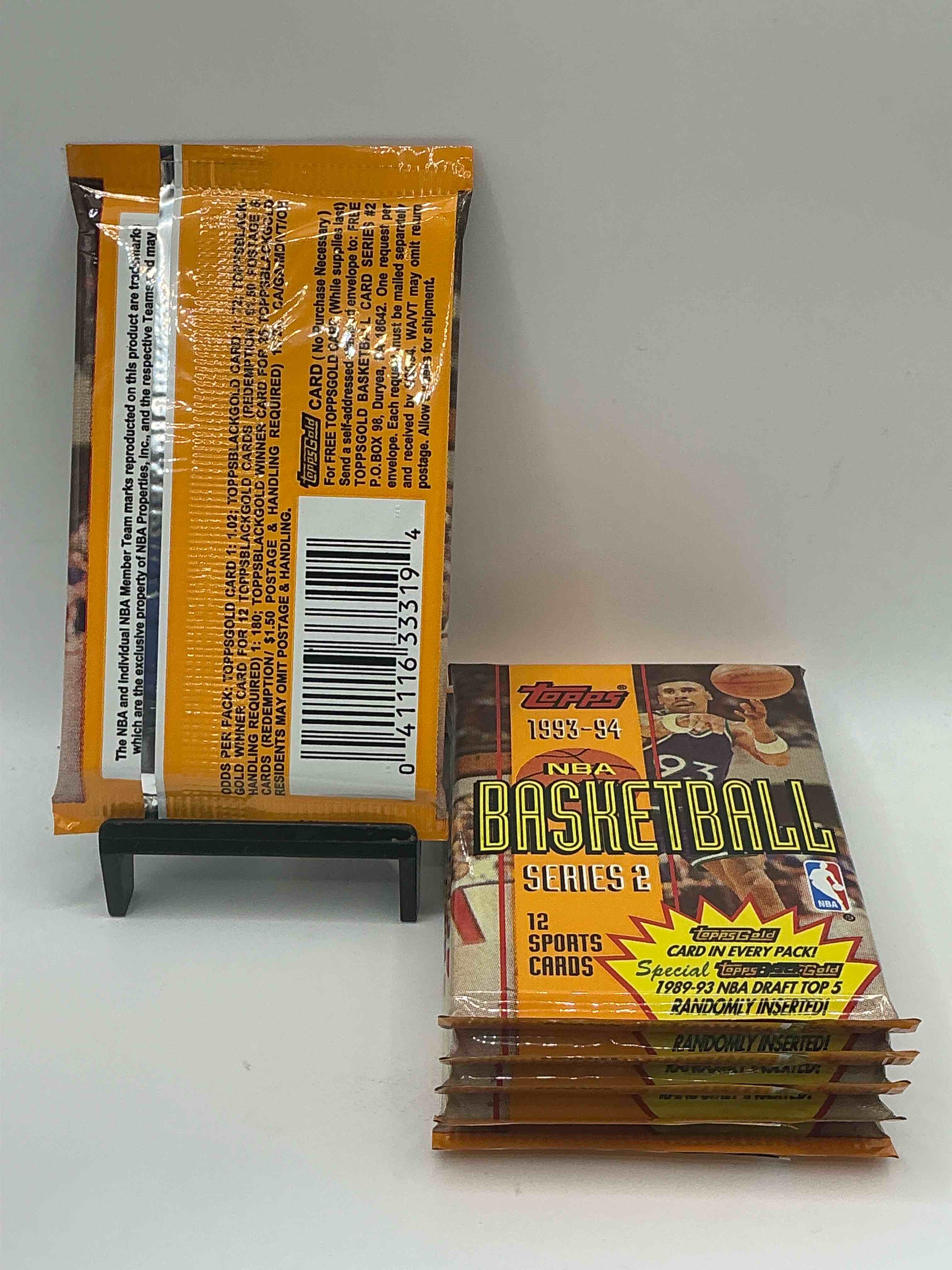 Condition photo showing New/Like New for NBA Bonanzal 1993- 94 Topps Stadium Club Series 2 Basketball Packs! 12 Premium Basketball Cards In Each Packl Search For Legends & Rookies Alikel Look For Michael Jordan, Shag O'Nell, Hakeem Olajuwon & More Ist Day Issue Cards, Frequent Flyer Cards, Members Only Cards & Rookies From Hardaway & Webber! Possible Pippen, Magic, Jordan, Robinson, Shaq, Olajuwon, Ewing & So Much More! 