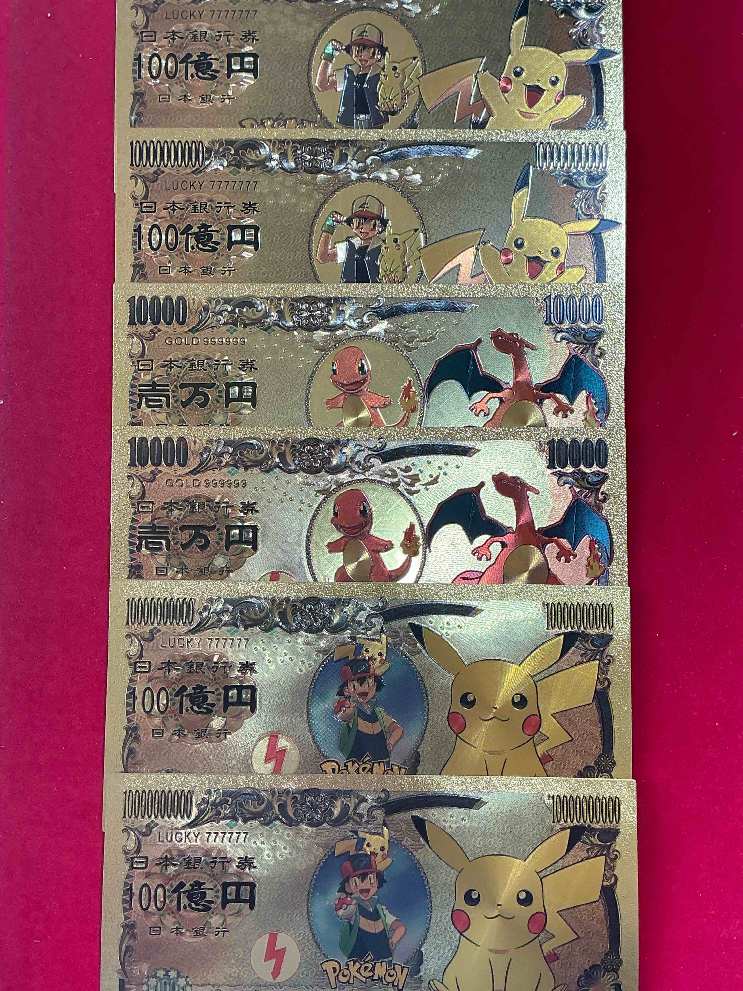Condition photo showing New/Like New for Pokémon Novelty Gold In Color Dollars! Ultra Cool Novelty 10,000 Pokémon Bill With Characters & Cool Designs! Rare & Hard To Get! 