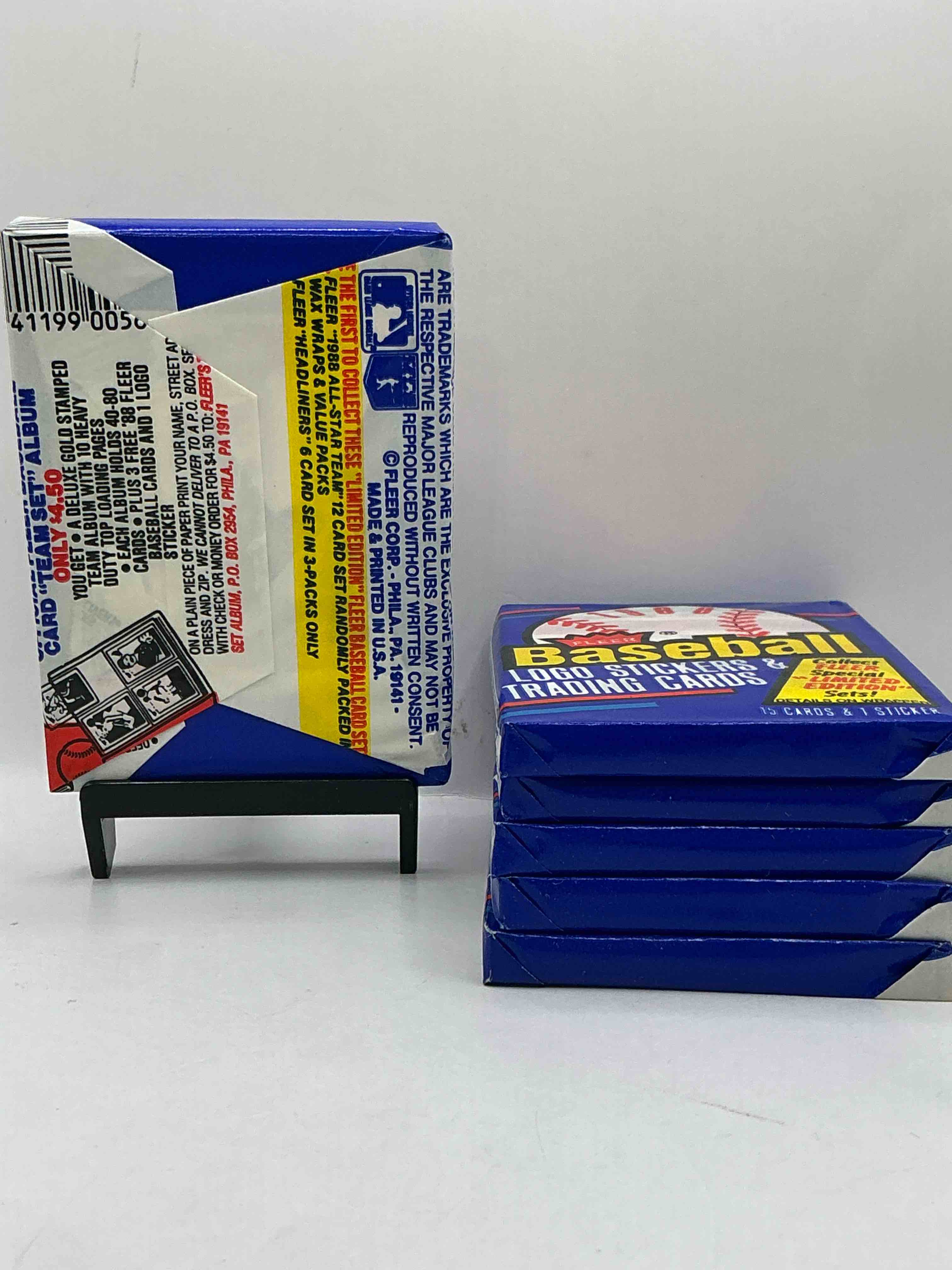 Condition photo showing New/Like New for 80's Vintage! 1988 Fleer Baseball Unopened Packs! Direct From Original Box! Search For Valuable Don Mattingly & Nolan Ryan Cards!