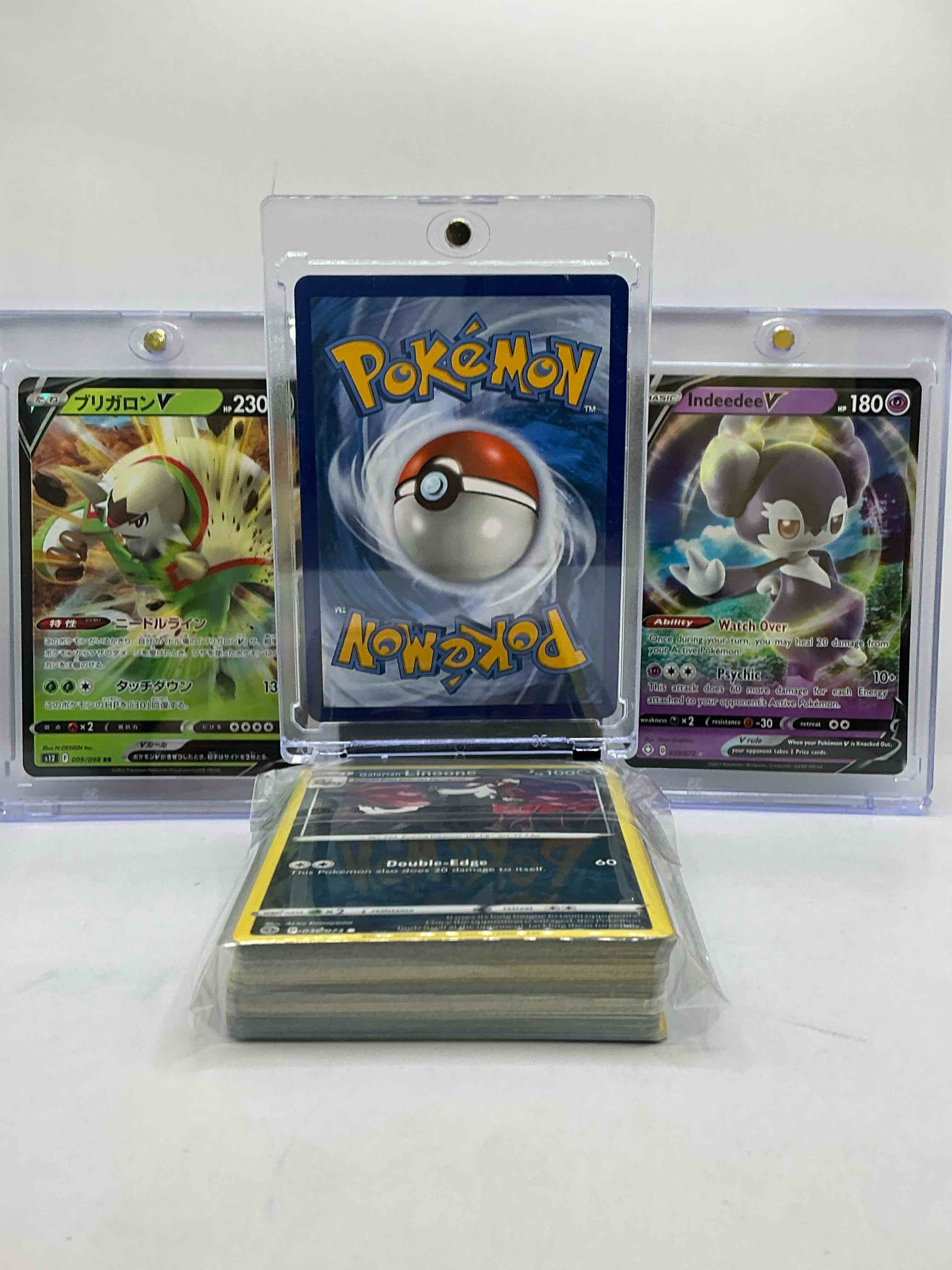 Condition photo showing New/Like New for Lucario V, Indeedee V & More! WOW! Pokémon Palooza! Insane Trio! This 50 Card Lot Includes Commons, Legends, Heroes & More! WOW!